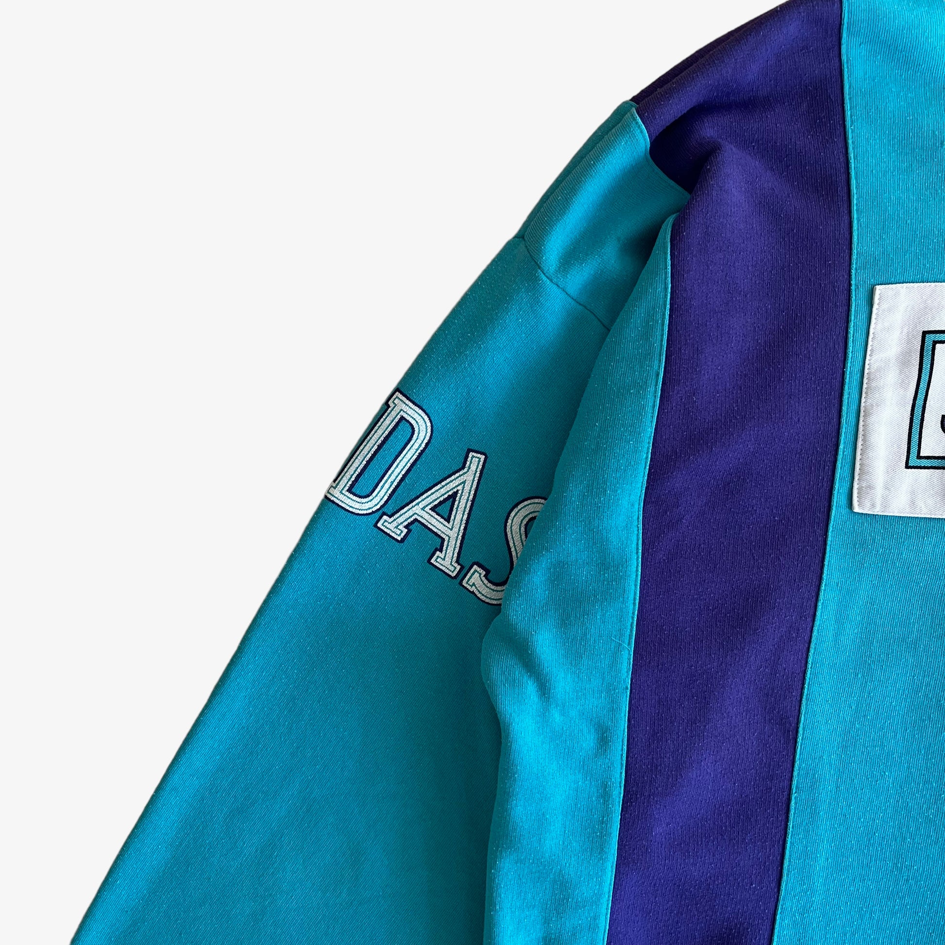 Vintage 80s Adidas Soccer Team Blue Quarter Zip Fleece Shoulder - Casspios Dream