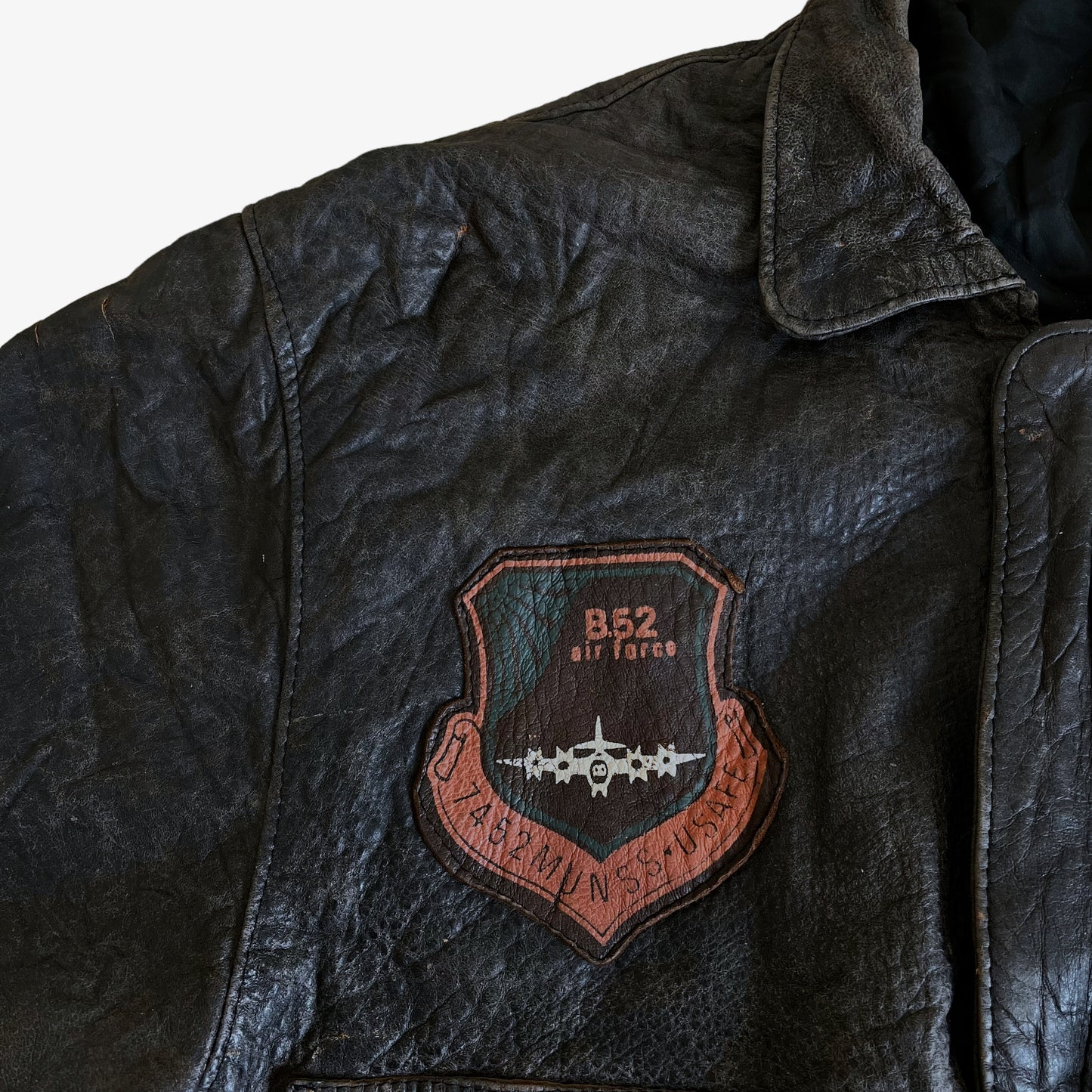 Vintage 80s Aeronautics Uniform Black Leather Pilot Jacket Crest - Casspios Dream