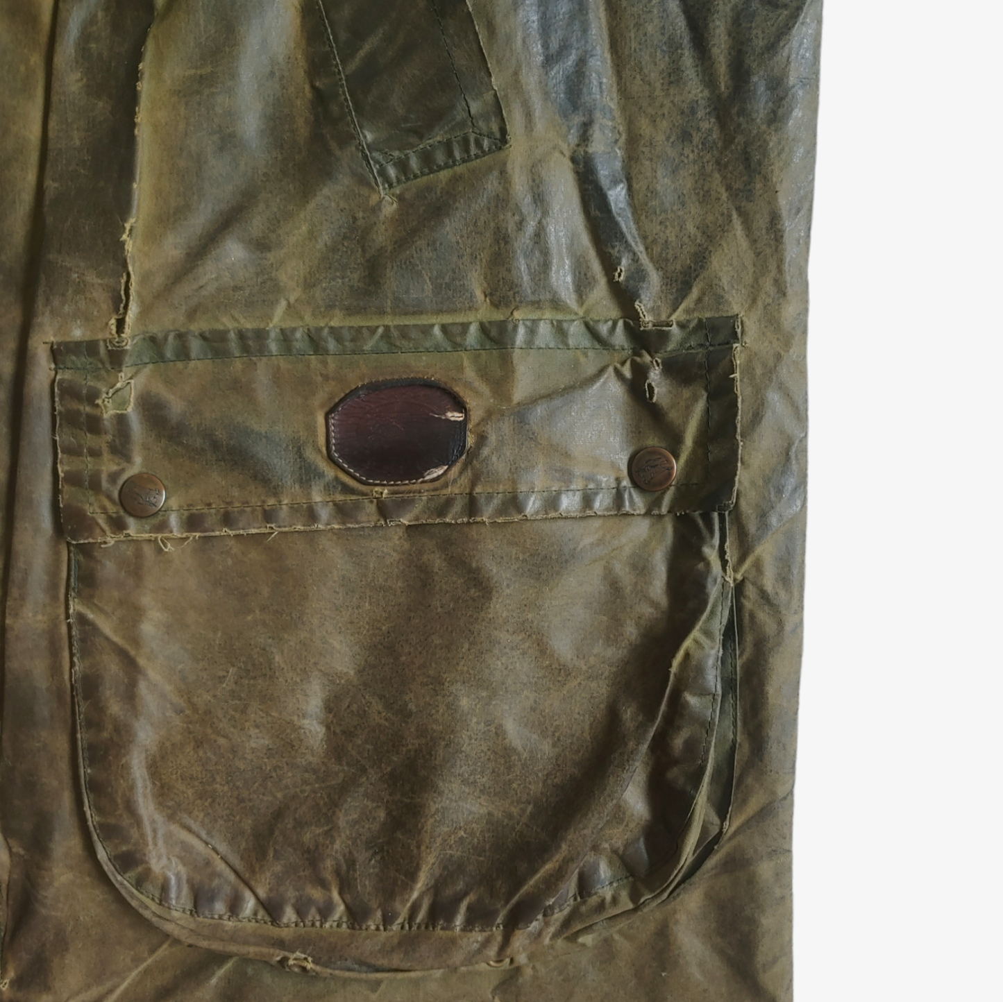 Vintage 80s Burberry Green Waxed Jacket With Nova Check Lining Logo - Casspios Dream