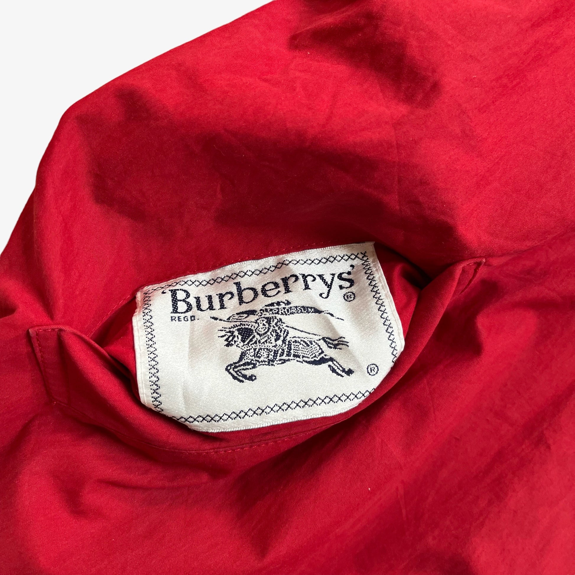 Vintage 80s Burberry Navy Check Reversible Red Jacket Label - Casspios Dream