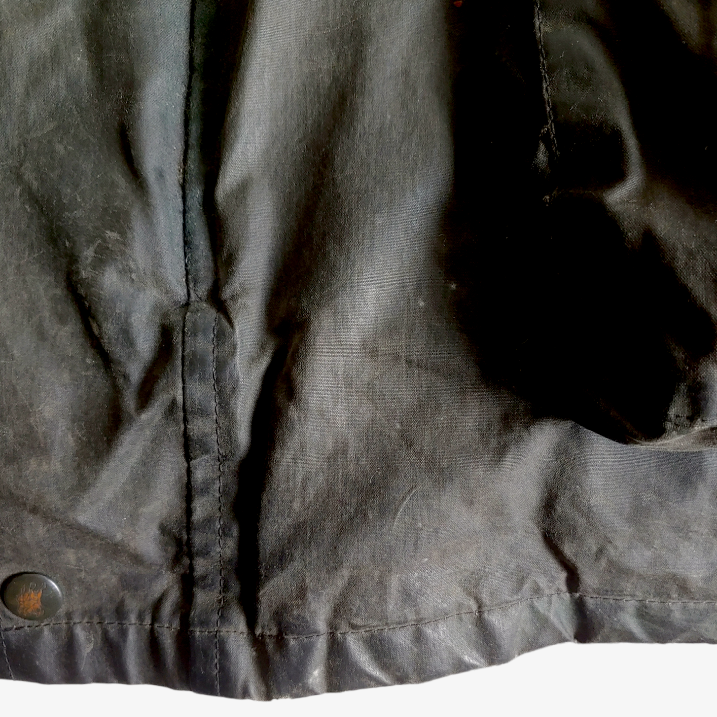Vintage 80s Burberry Navy Waxed Jacket With Check Lining Mark - Casspios Dream