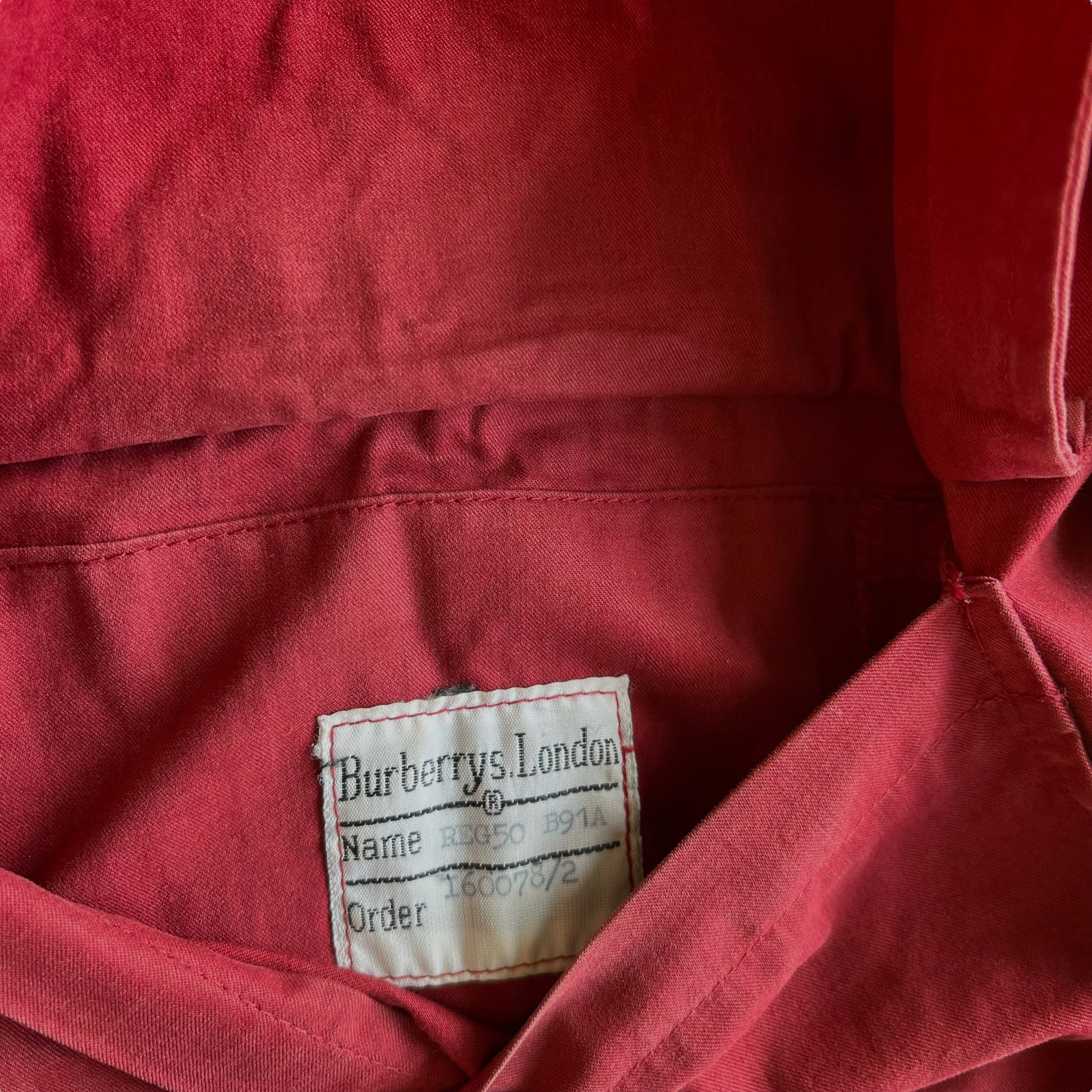 Vintage 80s Burberry Red Trench Coat Inside Label - Casspios Dream