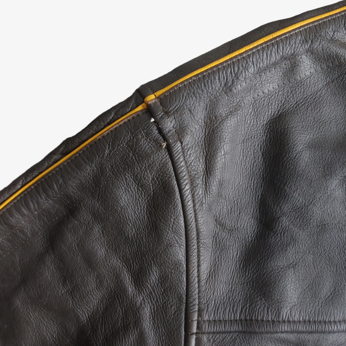 Vintage 80s Chyston Black Leather Jacket With Yellow Leather Trim Mark - Casspios Dream