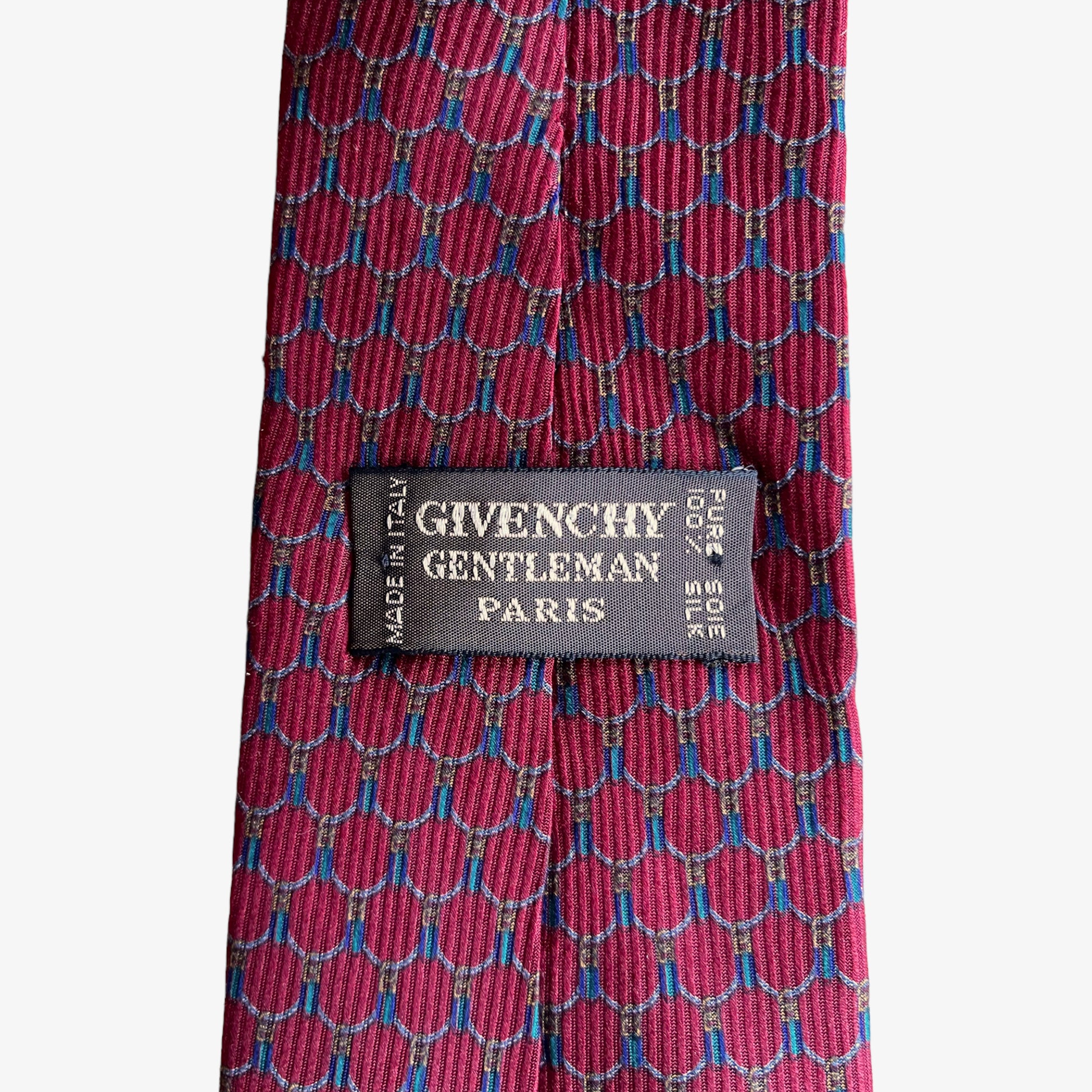 Vintage 80s Givenchy Gentleman Chain Link Print Silk Tie Label - Casspios Dream