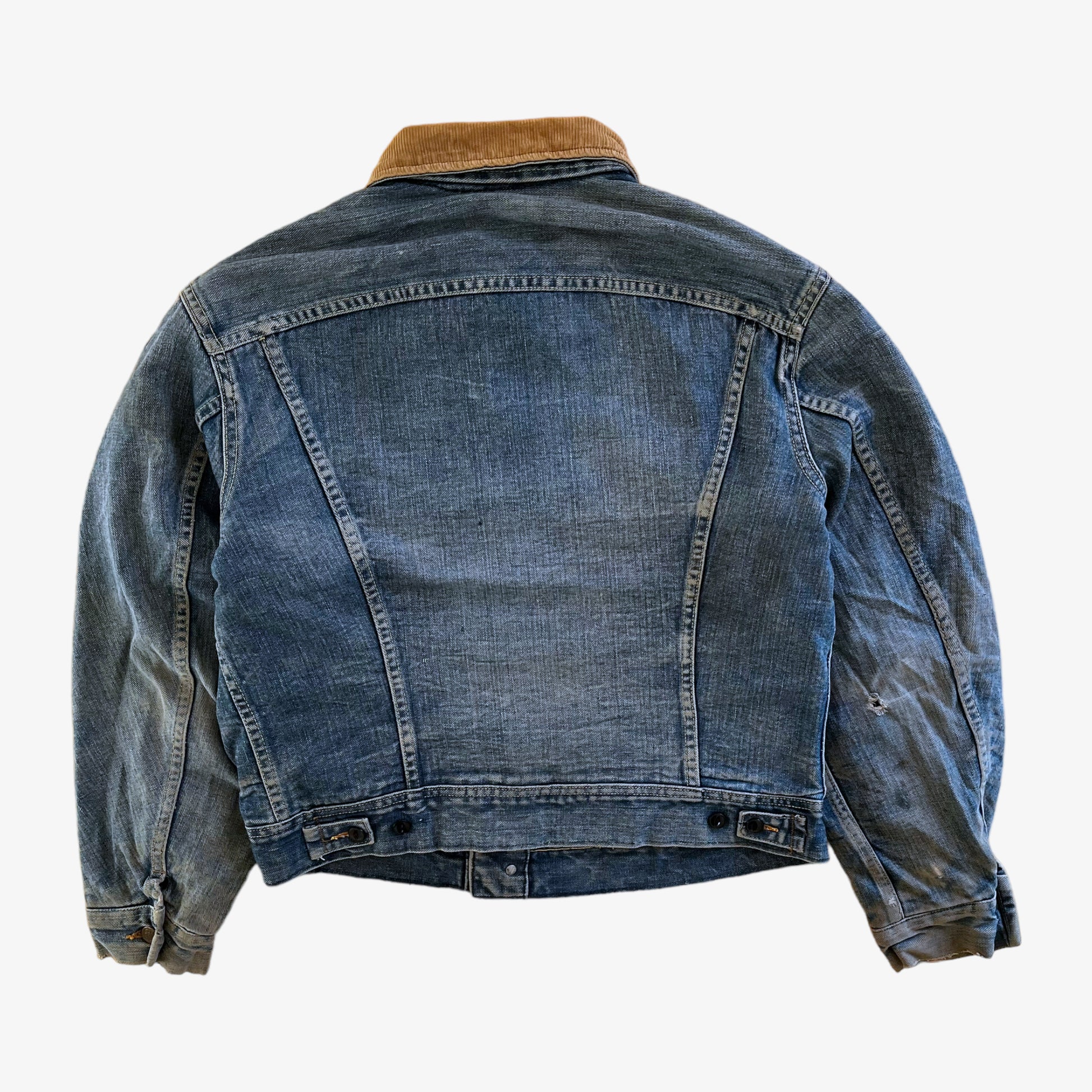 Vintage 80s Lee Storm Rider Denim Jacket With Corduroy Collar Back - Casspios Dream