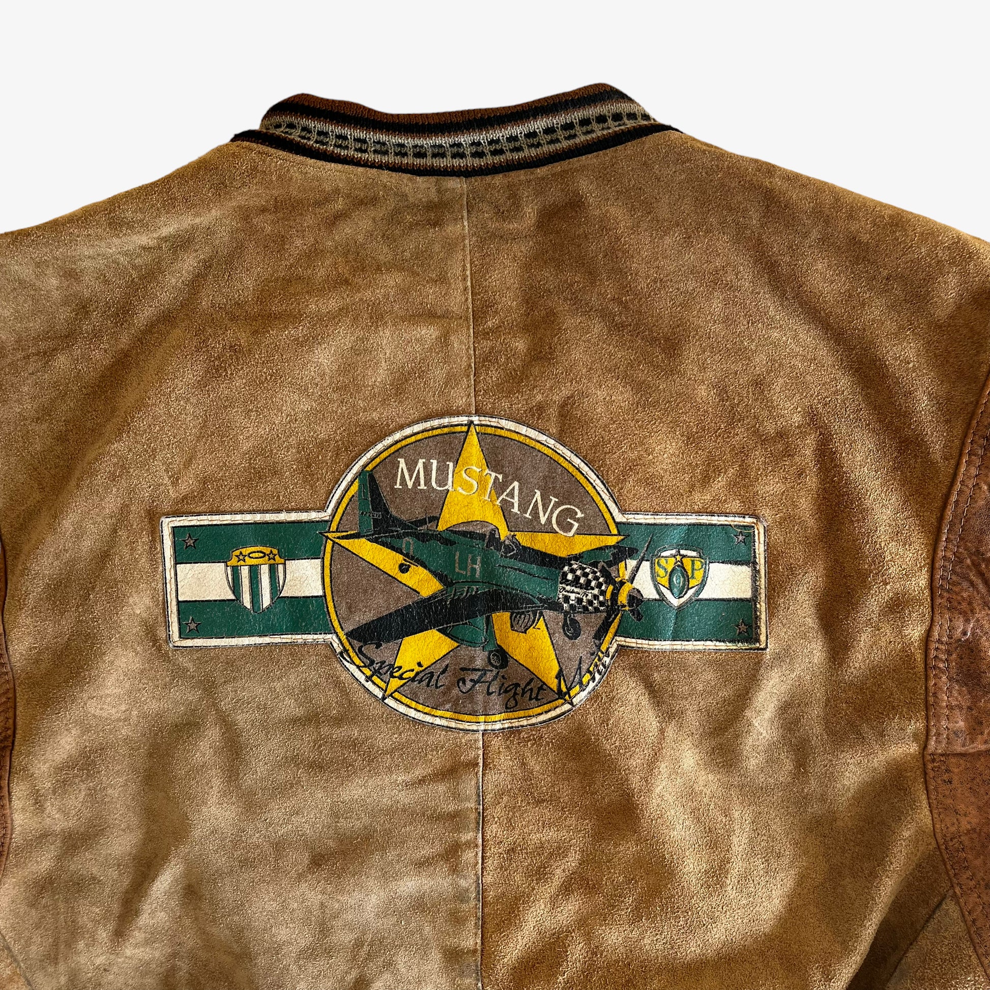 Vintage 80s Mustang Danton Airbase Brown Leather Pilot Jacket Crop Duster Plane - Casspios Dream