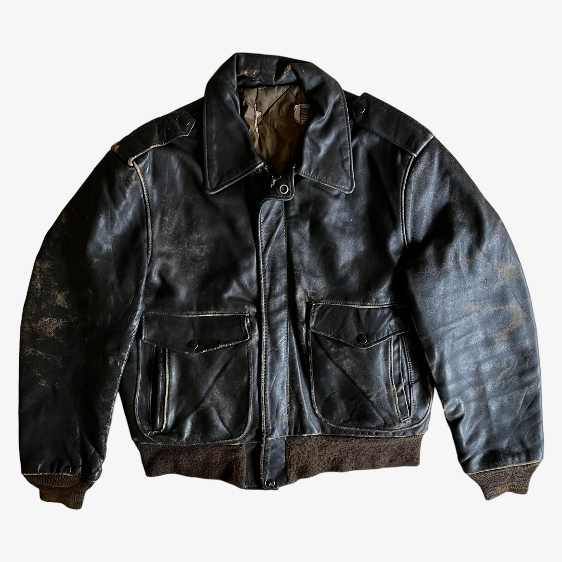 Vintage 80s Schott Dark Brown Leather Pilot Jacket - Casspios Dream