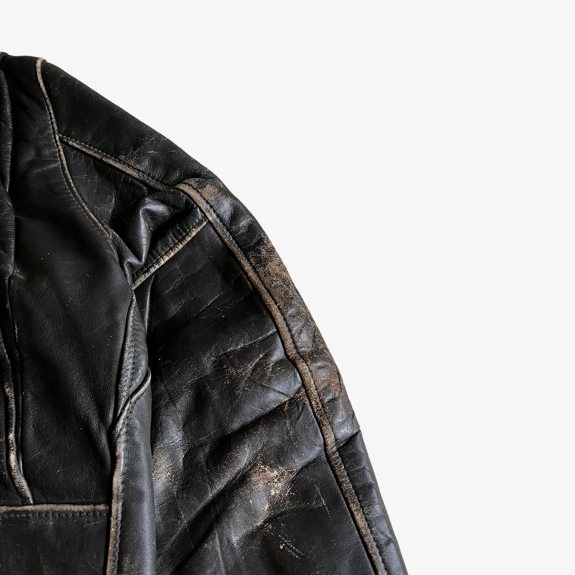 Vintage 80s Schott Dark Brown Leather Pilot Jacket Arm - Casspios Dream