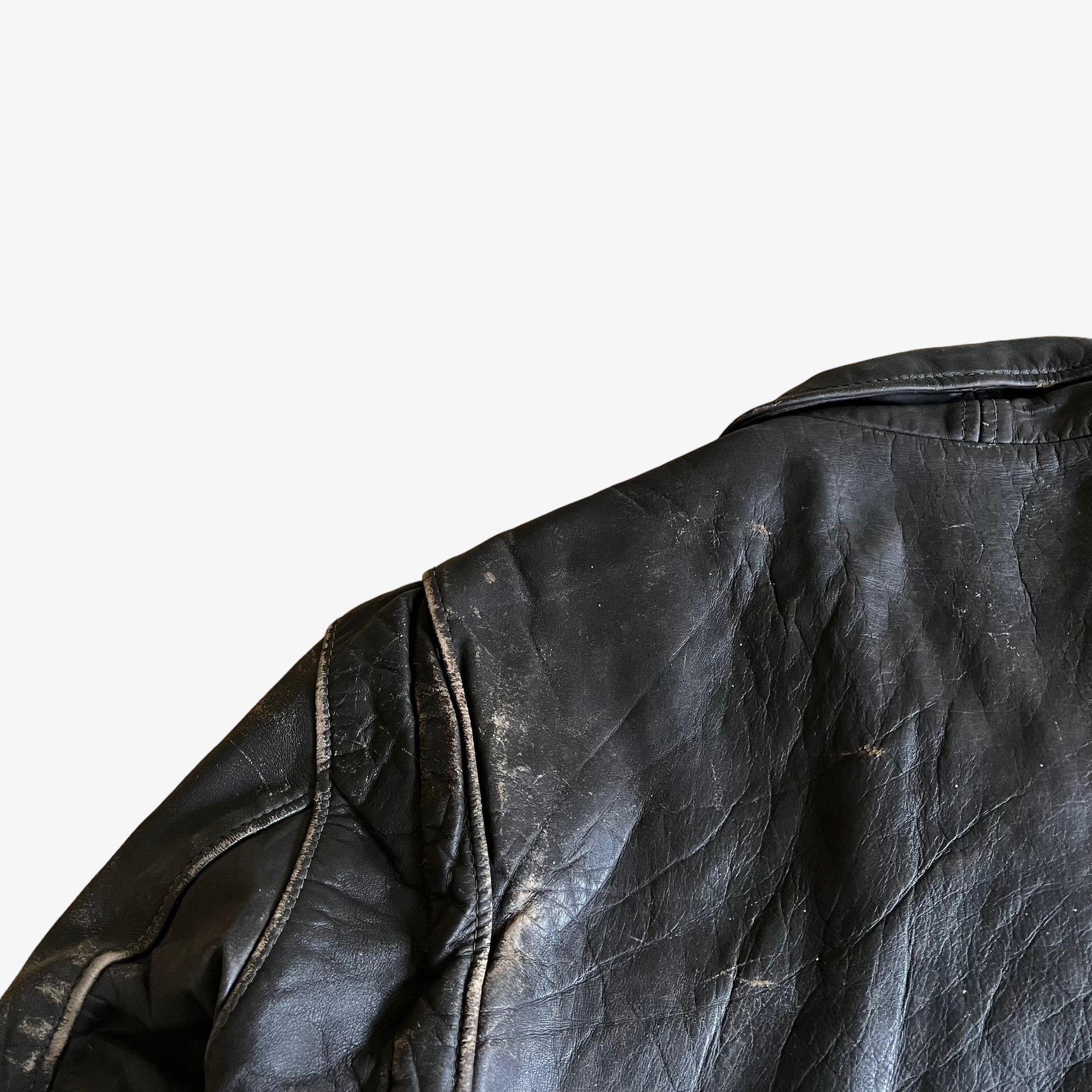Vintage 80s Schott Dark Brown Leather Pilot Jacket Back Shoulder - Casspios Dream