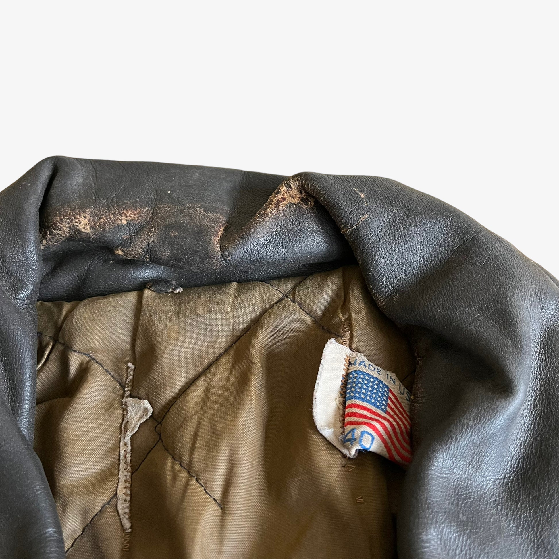 Vintage 80s Schott Dark Brown Leather Pilot Jacket Label - Casspios Dream