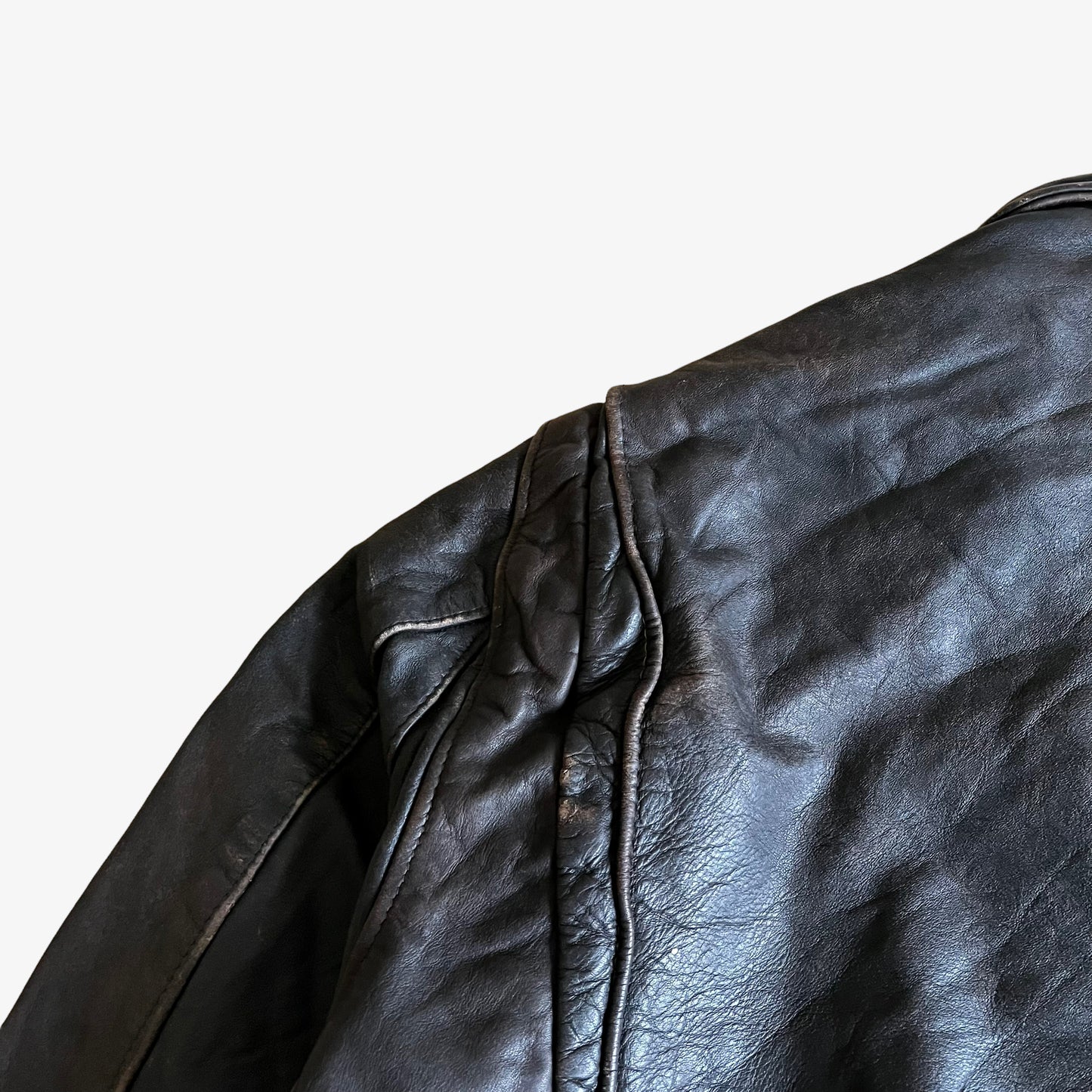 Vintage 80s Schott Dark Brown Leather Pilot Jacket Shoulder - Casspios Dream