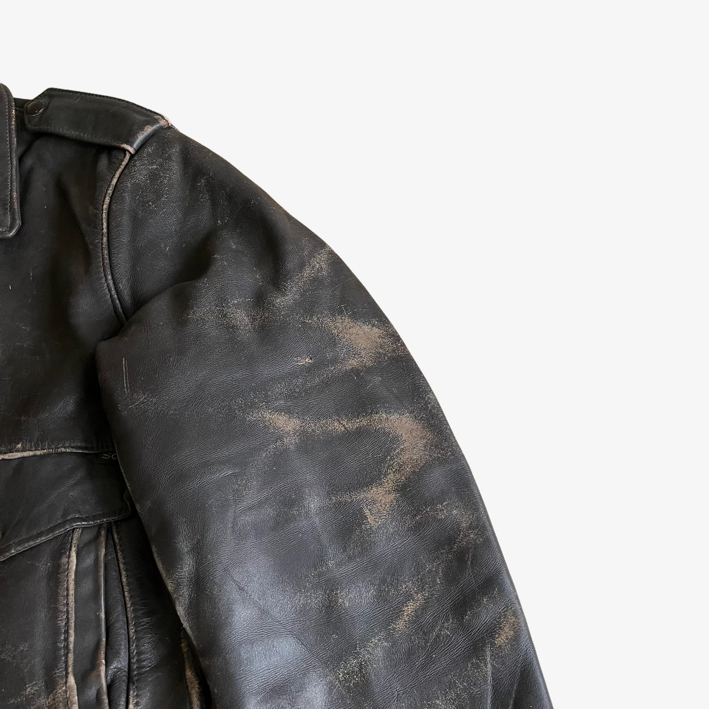 Vintage 80s Schott Dark Brown Leather Pilot Jacket Wear - Casspios Dream