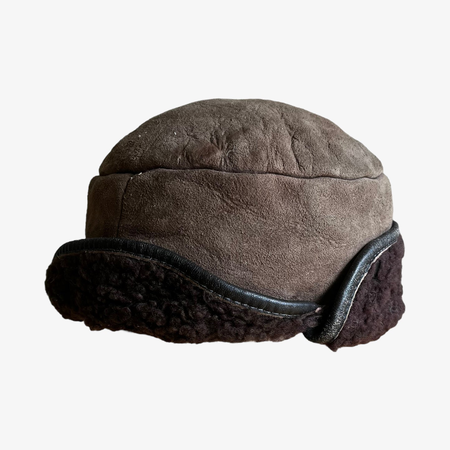 Vintage 80s Sheepskin Leather Suede Hat - Casspios Dream