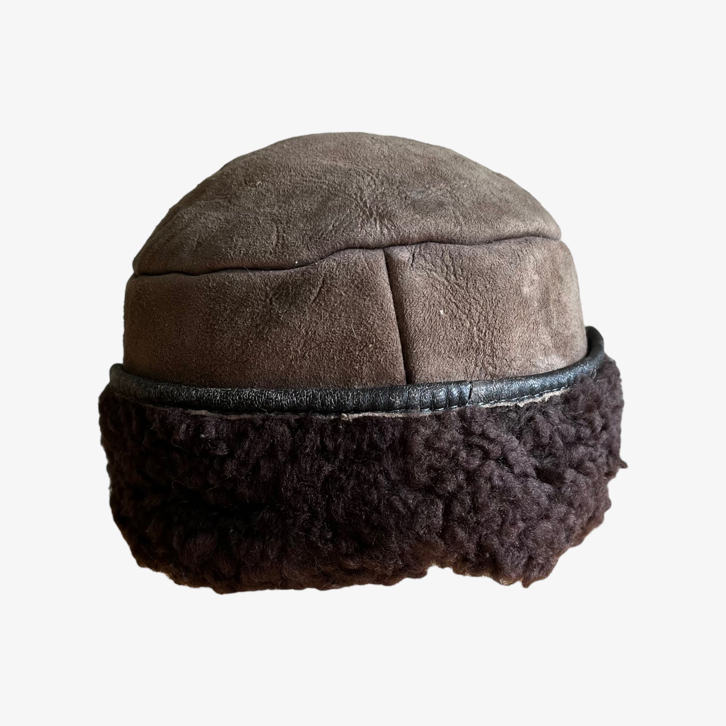 Vintage 80s Sheepskin Leather Suede Hat Back - Casspios Dream