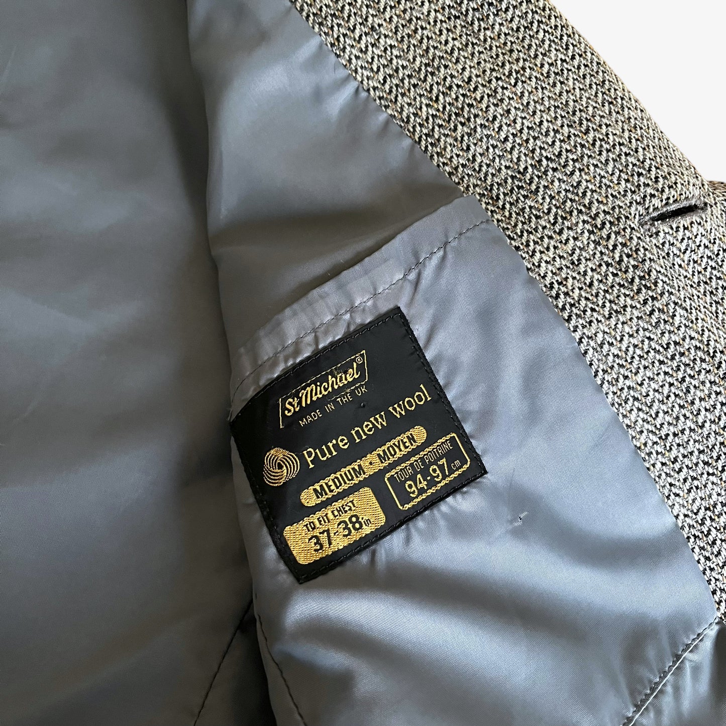 Vintage 80s St Michael Pure New Wool Safari Jacket Blazer Label - Casspios Dream