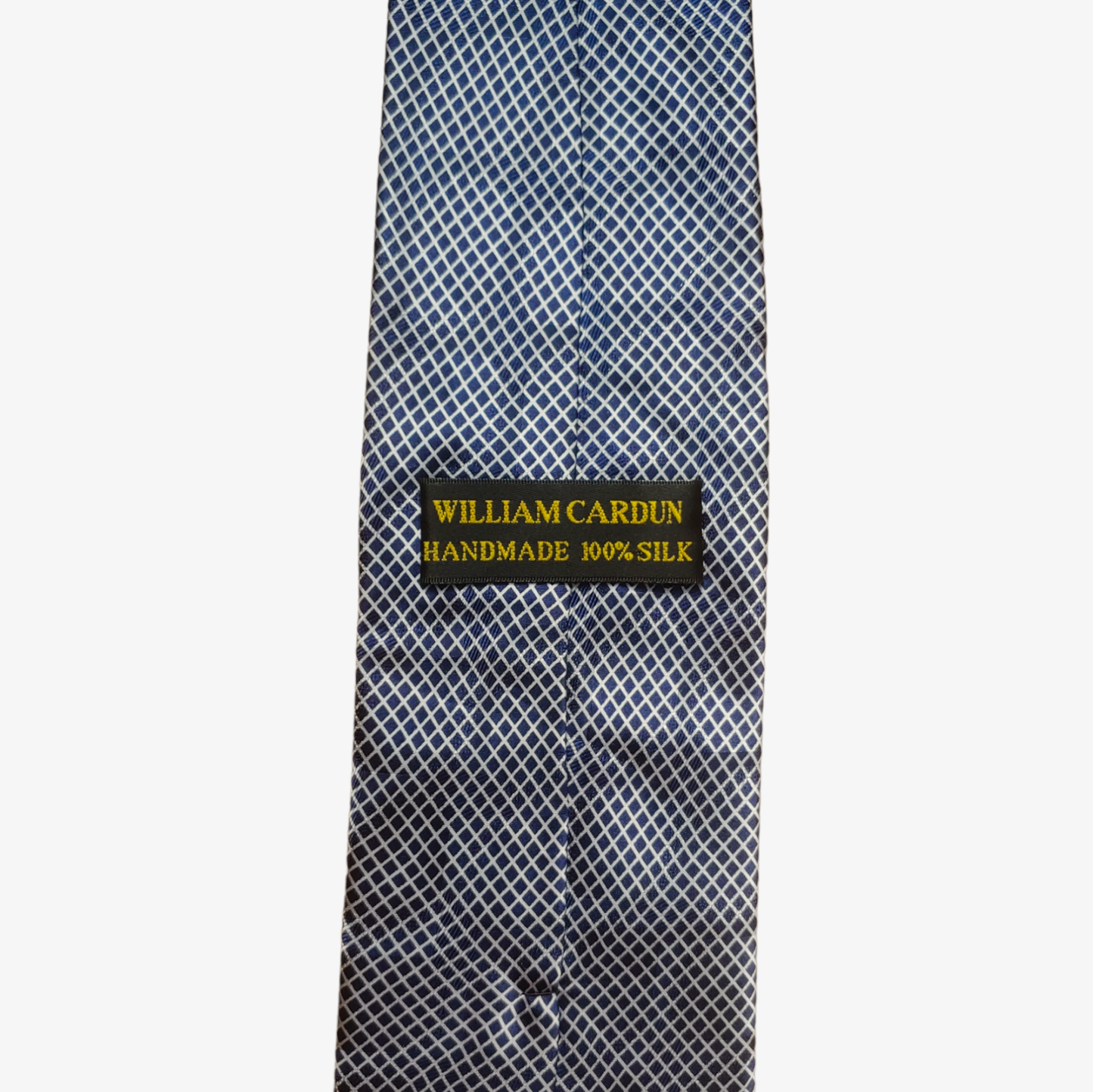 Vintage 80s William Cardun Abstract Silver Silk Tie Label - Casspios Dream