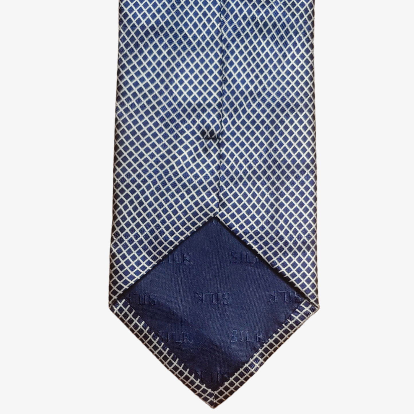 Vintage 80s William Cardun Abstract Silver Silk Tie Logo - Casspios Dream