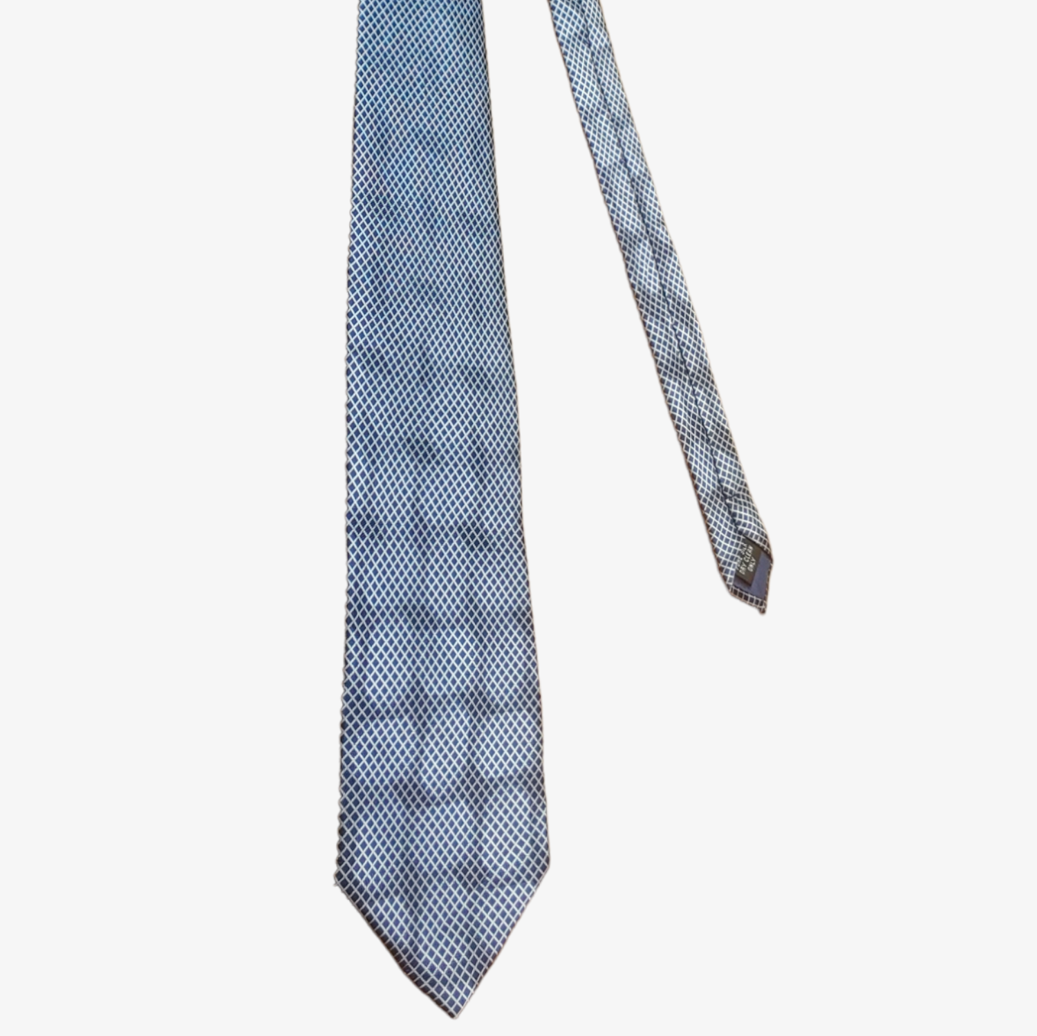 Vintage 80s William Cardun Abstract Silver Silk Tie Print - Casspios Dream