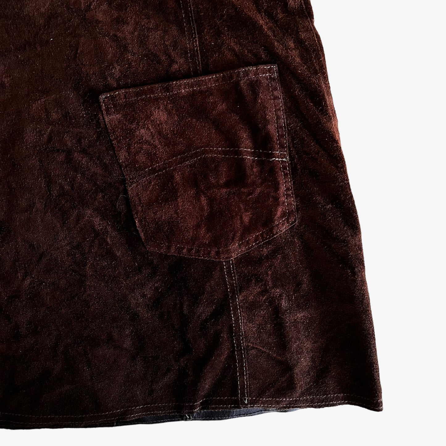 Vintage 80s Womens Armani Jeans Brown Leather Suede Coat Back Pocket - Casspios Dream