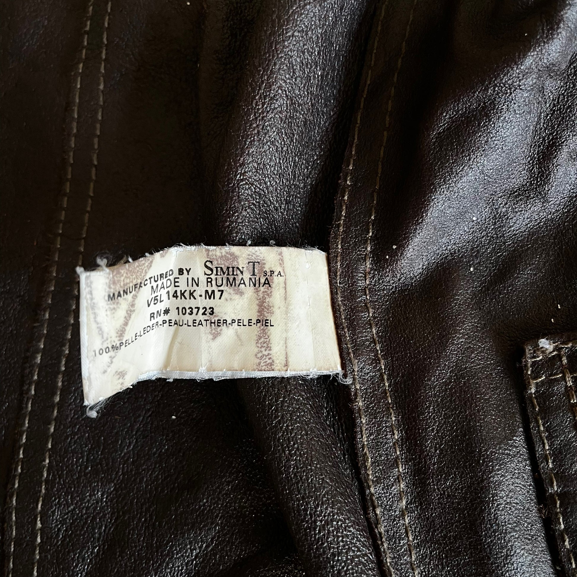 Vintage 80s Womens Armani Jeans Brown Leather Suede Coat Inside Label - Casspios Dream
