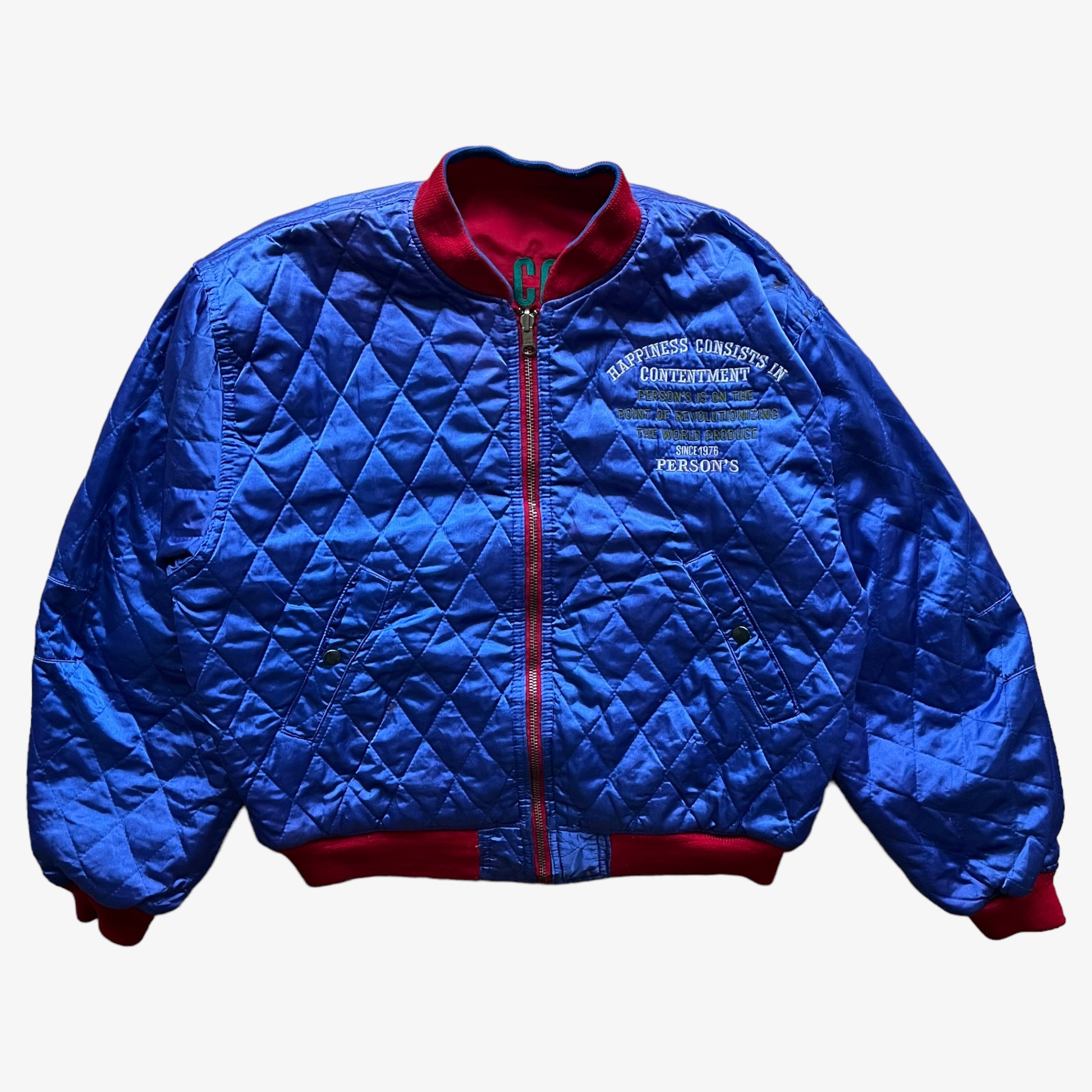 Vintage 80s Womens Persons Collection Reversible Quilted Bomber Jacket Reversed - Casspios Dream