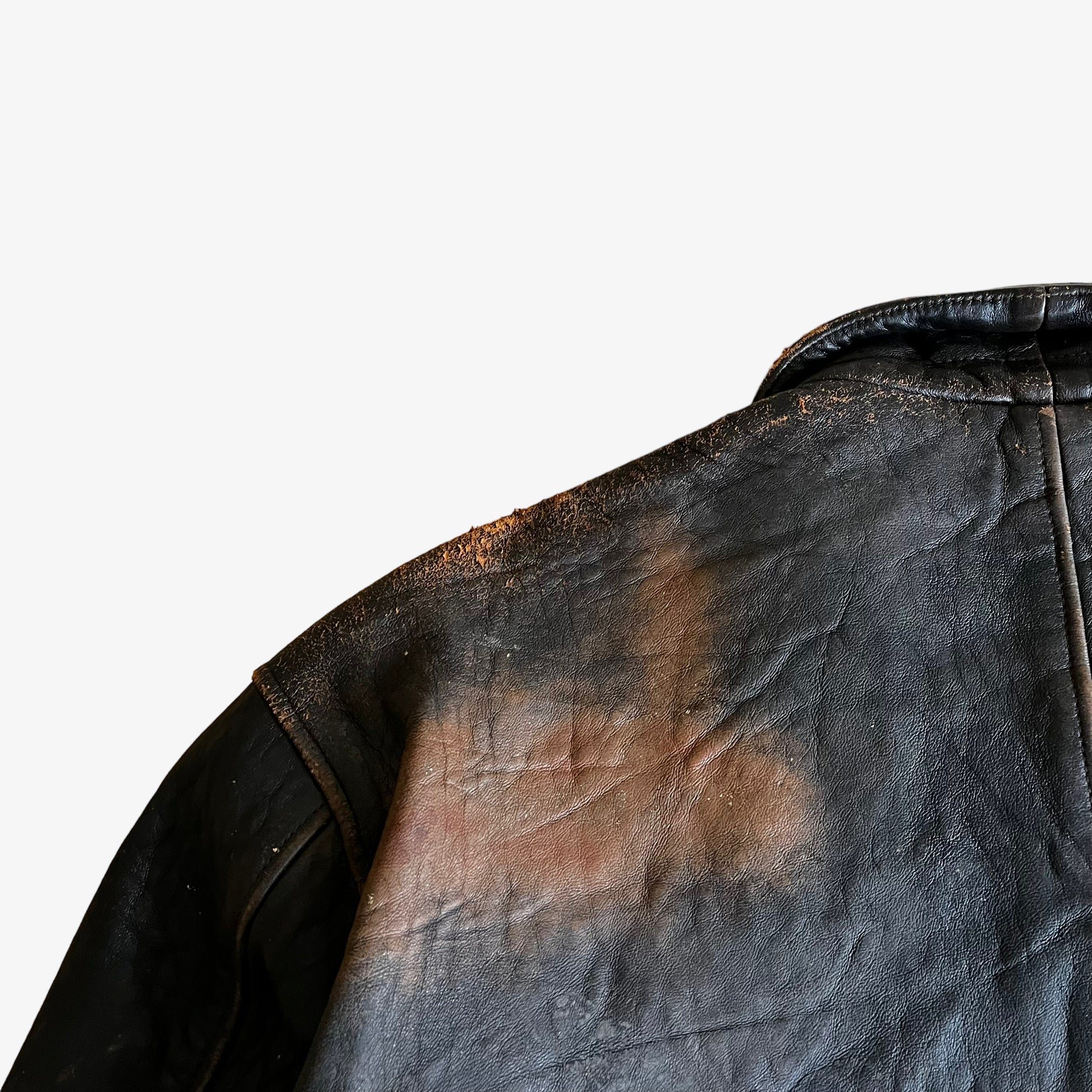 Vintage 90s AVIREX Brown Leather Pilot Jacket Shoulder - Casspios Dream