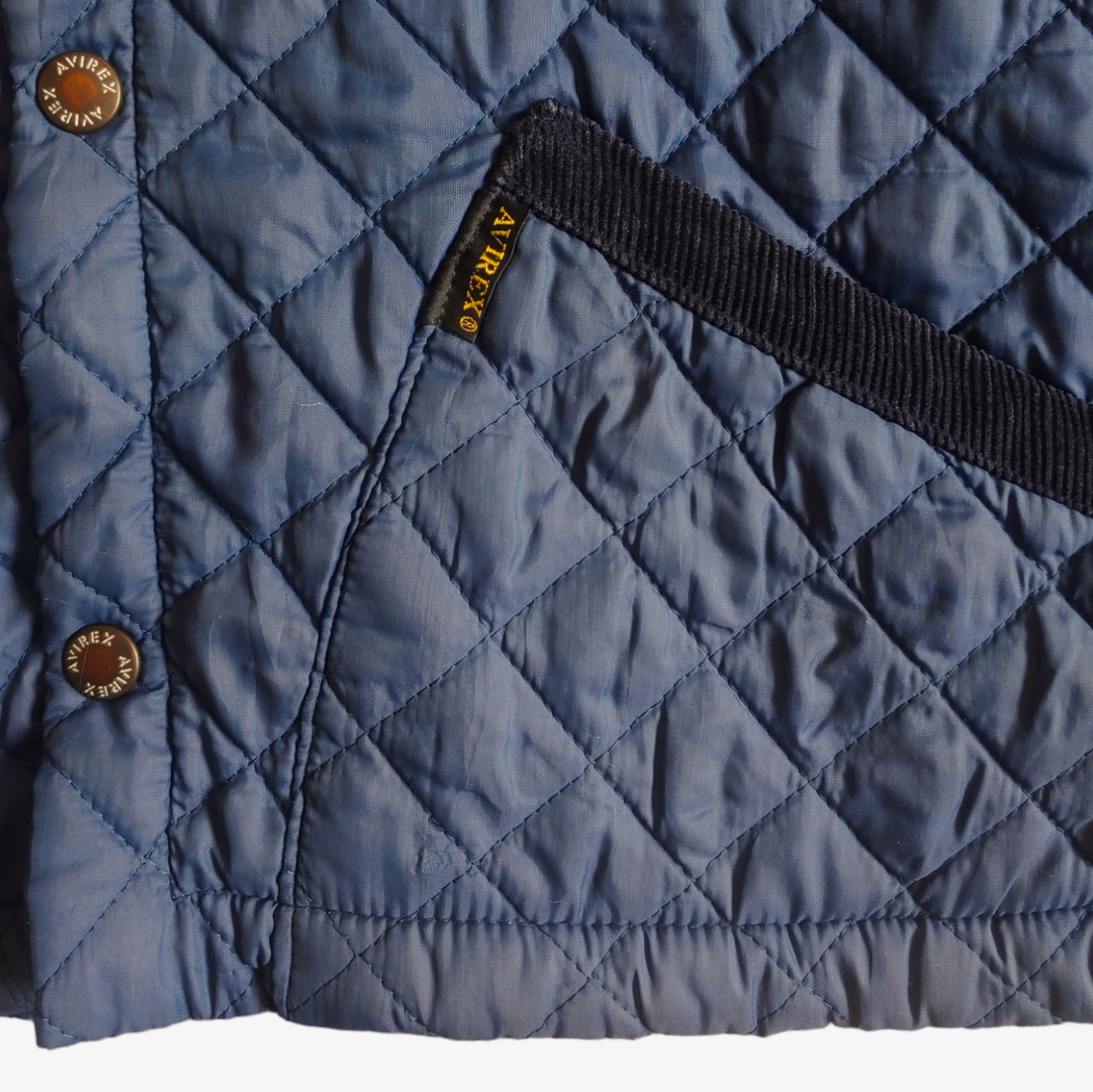 Vintage 90s AVIREX Quilted Padded Navy Pilot Jacket Pocket - Casspios Dream