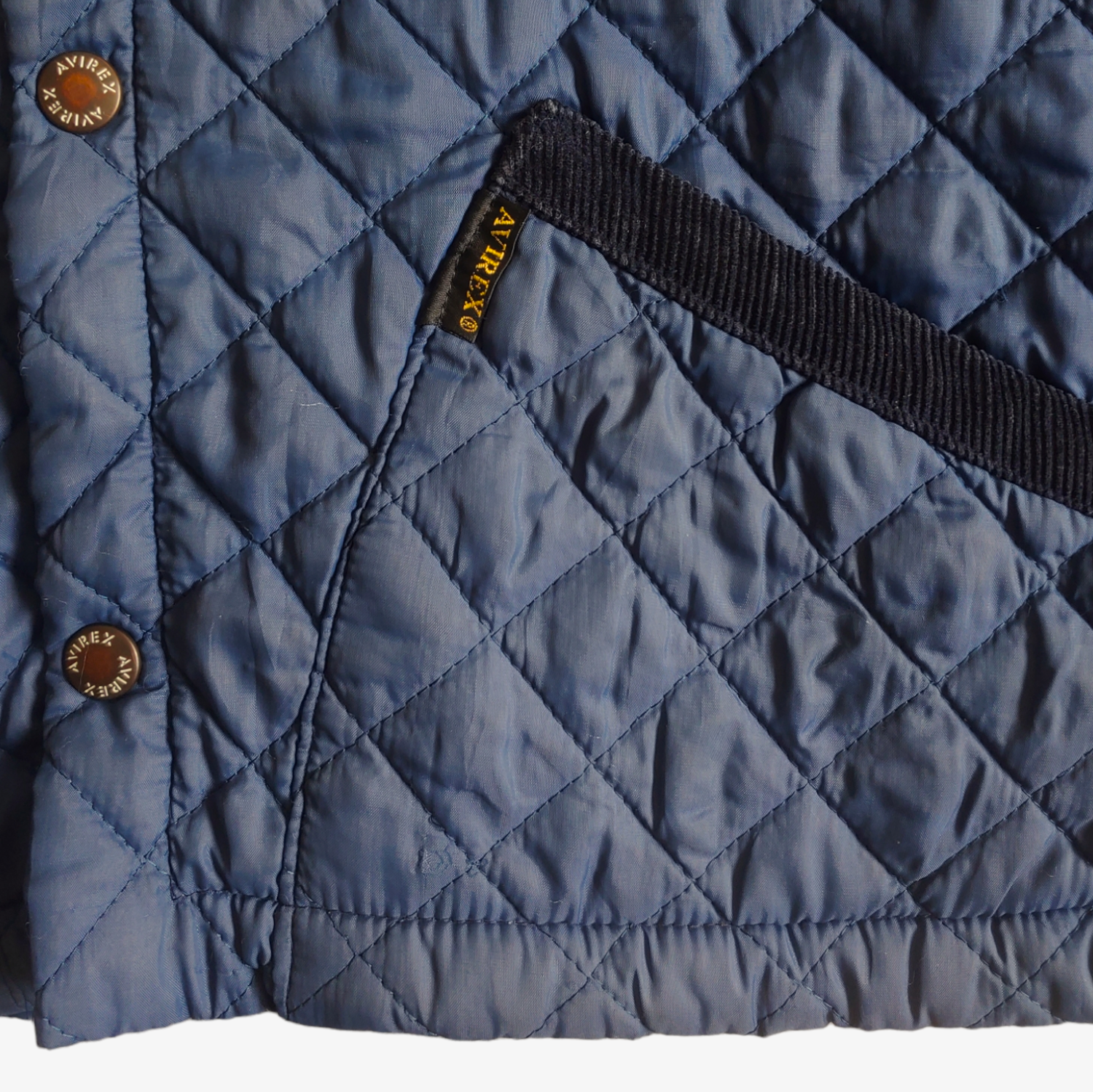 Vintage 90s AVIREX Quilted Padded Navy Pilot Jacket Pocket - Casspios Dream