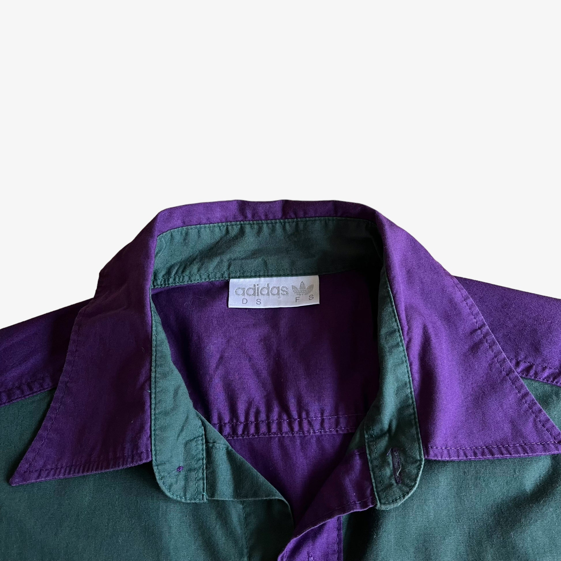 Vintage 90s Adidas Grand Prix Green And Purple Short Sleeve Shirt Label - Casspios Dream