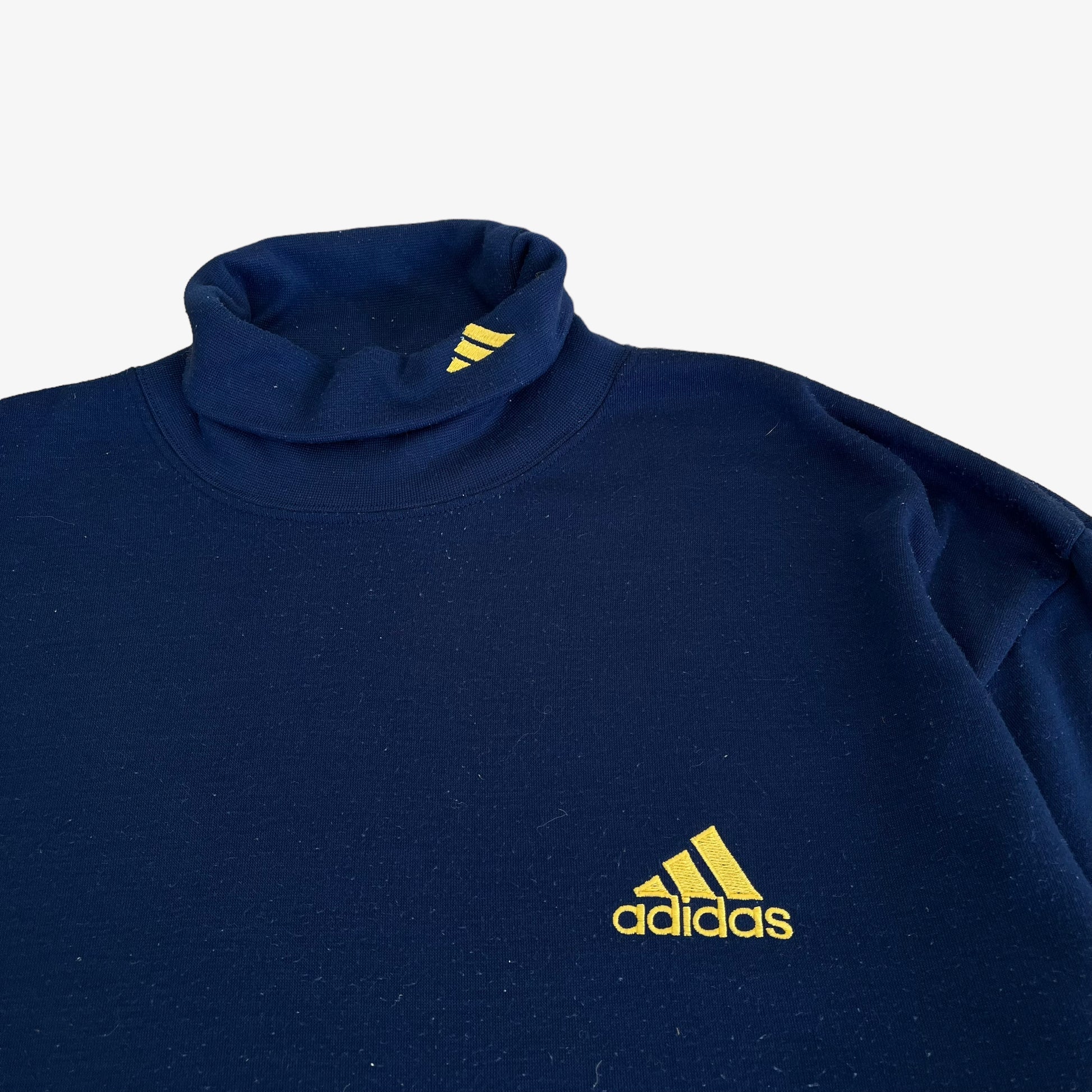 Vintage 90s Adidas Navy Rollneck Turtleneck Logo - Casspios Dream