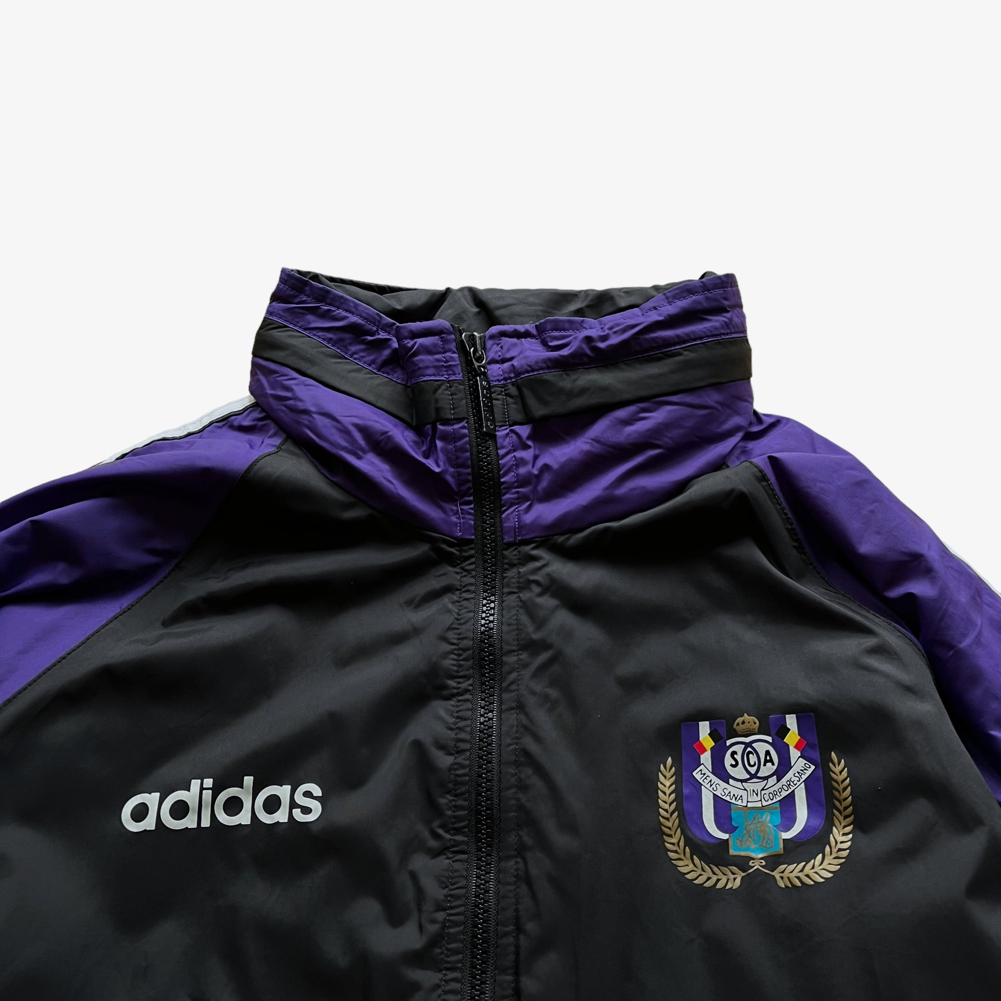 Vintage 90s Adidas RSC Anderlecht Football Team Drill Coat Crest - Casspios Dream