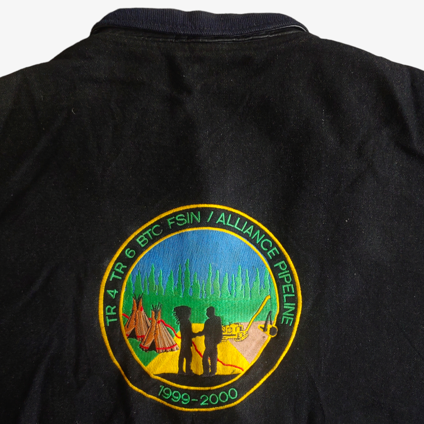Vintage 90s Alliance Pipeline 1999 Leather Varsity Jacket Back Logo - Casspios Dream