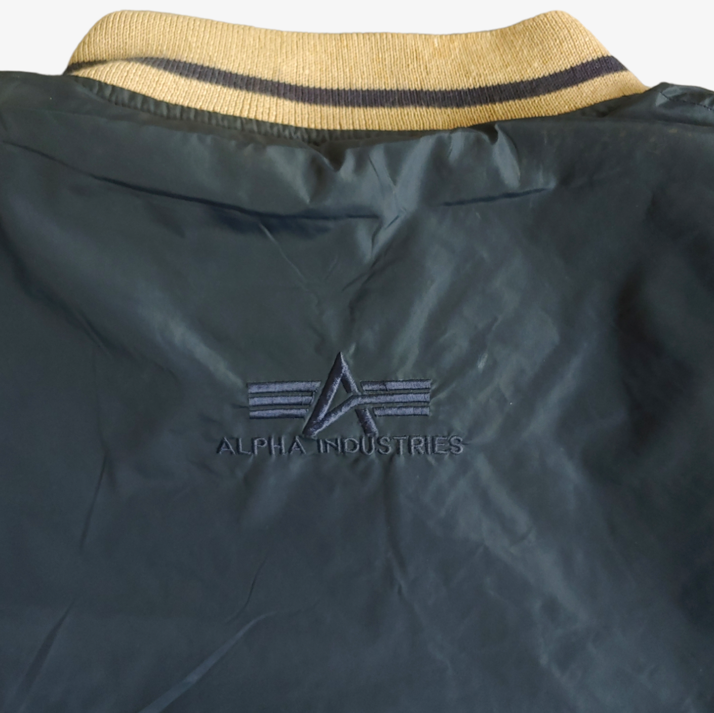 Vintage 90s Alpha Industries Alpha Team Bomber Jacket Collar - Casspios Dream