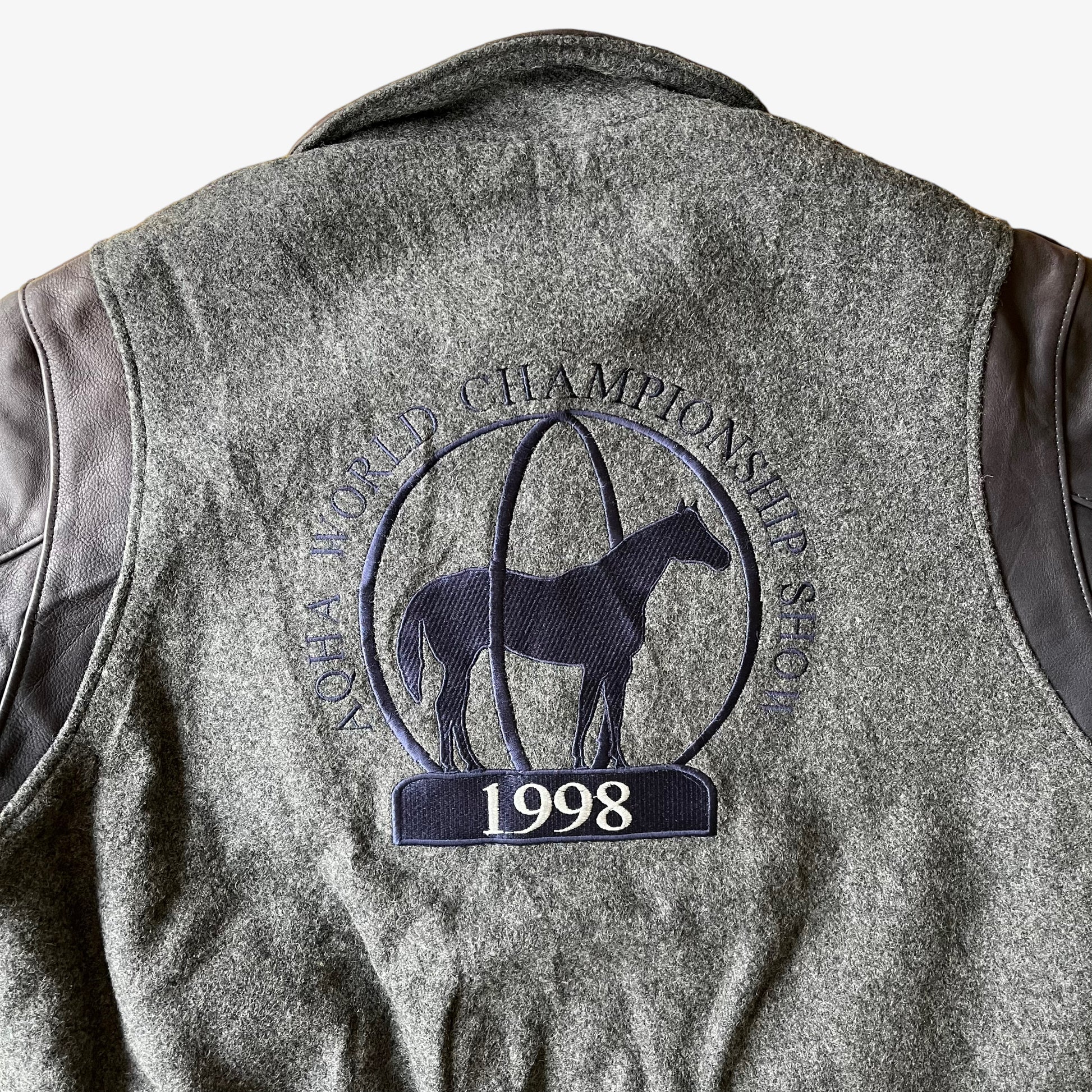 Vintage 90s American Quarter Horse Association Aqha 25th Anniversary 1998 World Championship Show Leather Varsity Jacket Back Logo - Casspios Dream