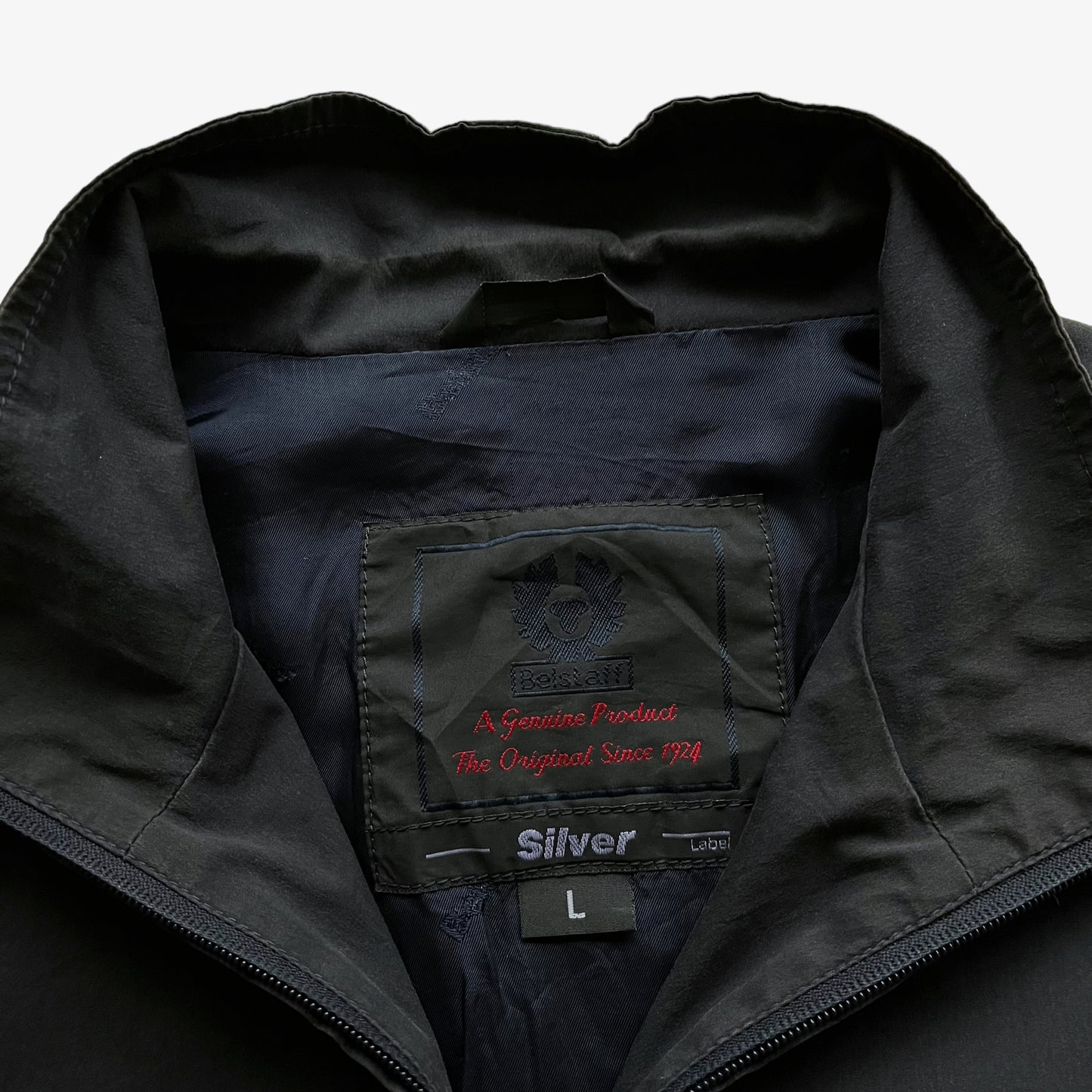 Vintage 90s Belstaff Silver Label Black Harrington Jacket Label - Casspios Dream