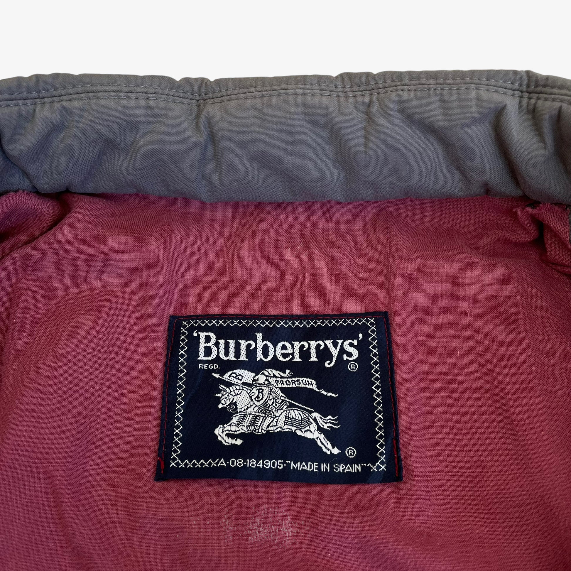 Vintage 90s Burberry Grey Utility Jacket With Brown Leather Trim Label - Casspios Dream