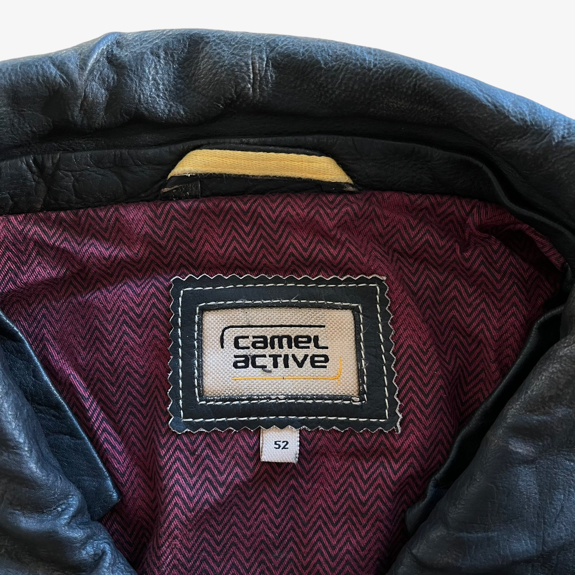 Vintage 90s Camel Active Black Leather Utility Jacket Label - Casspios Dream