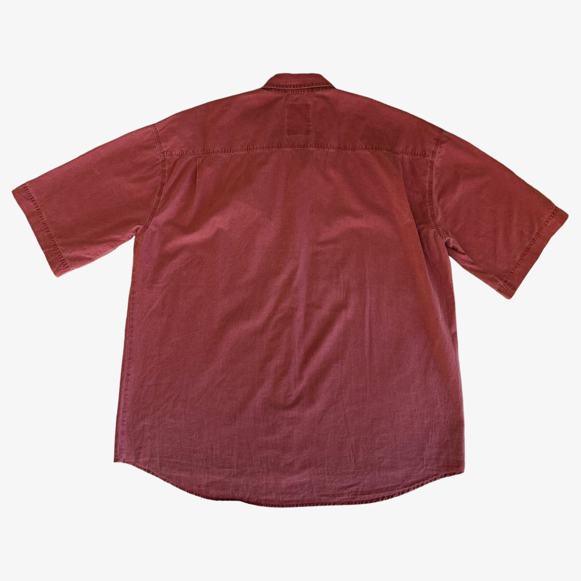 Vintage 90s Camel Cigarettes Pale Red Short Sleeve Shirt Back - Casspios Dream