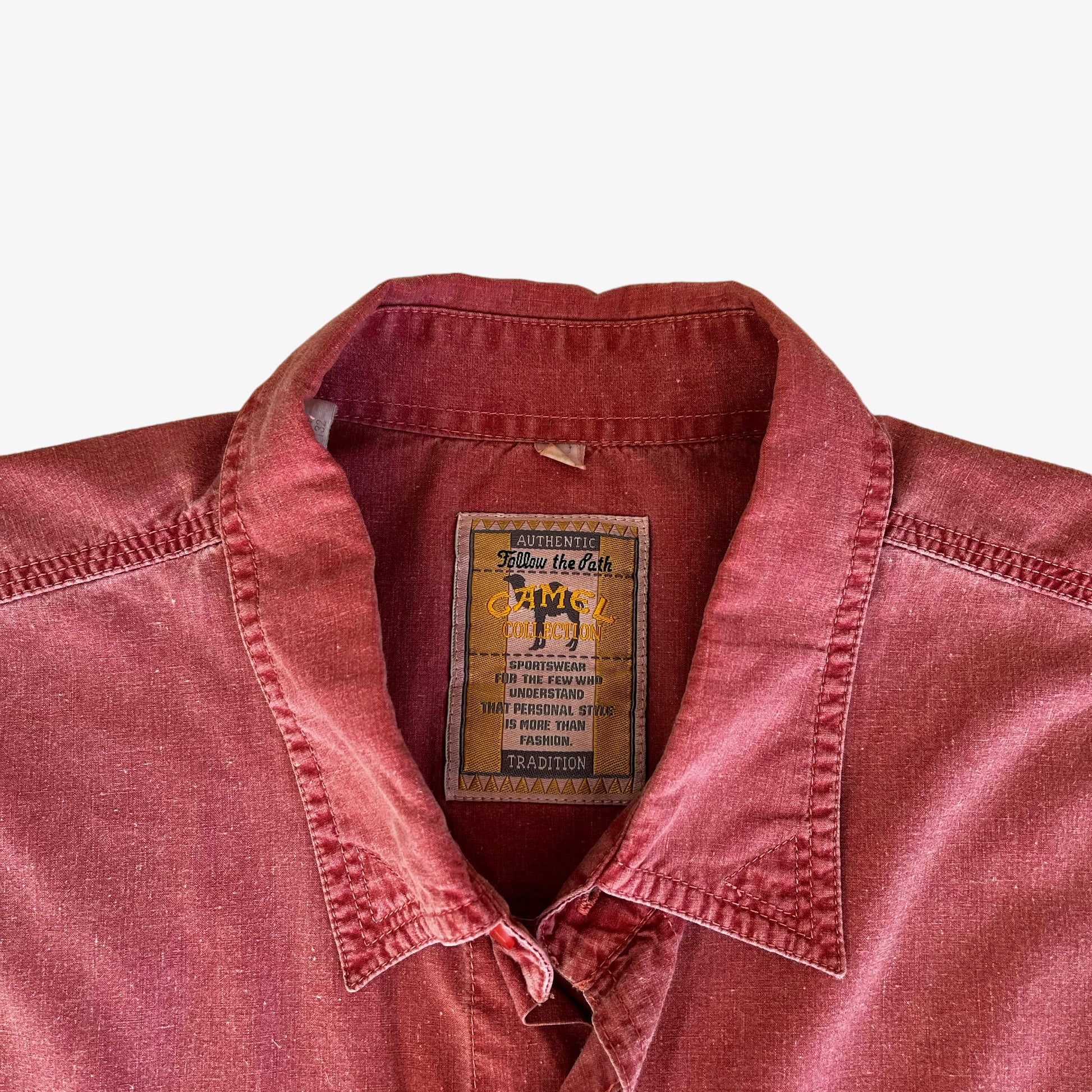 Vintage 90s Camel Cigarettes Pale Red Short Sleeve Shirt Label - Casspios Dream