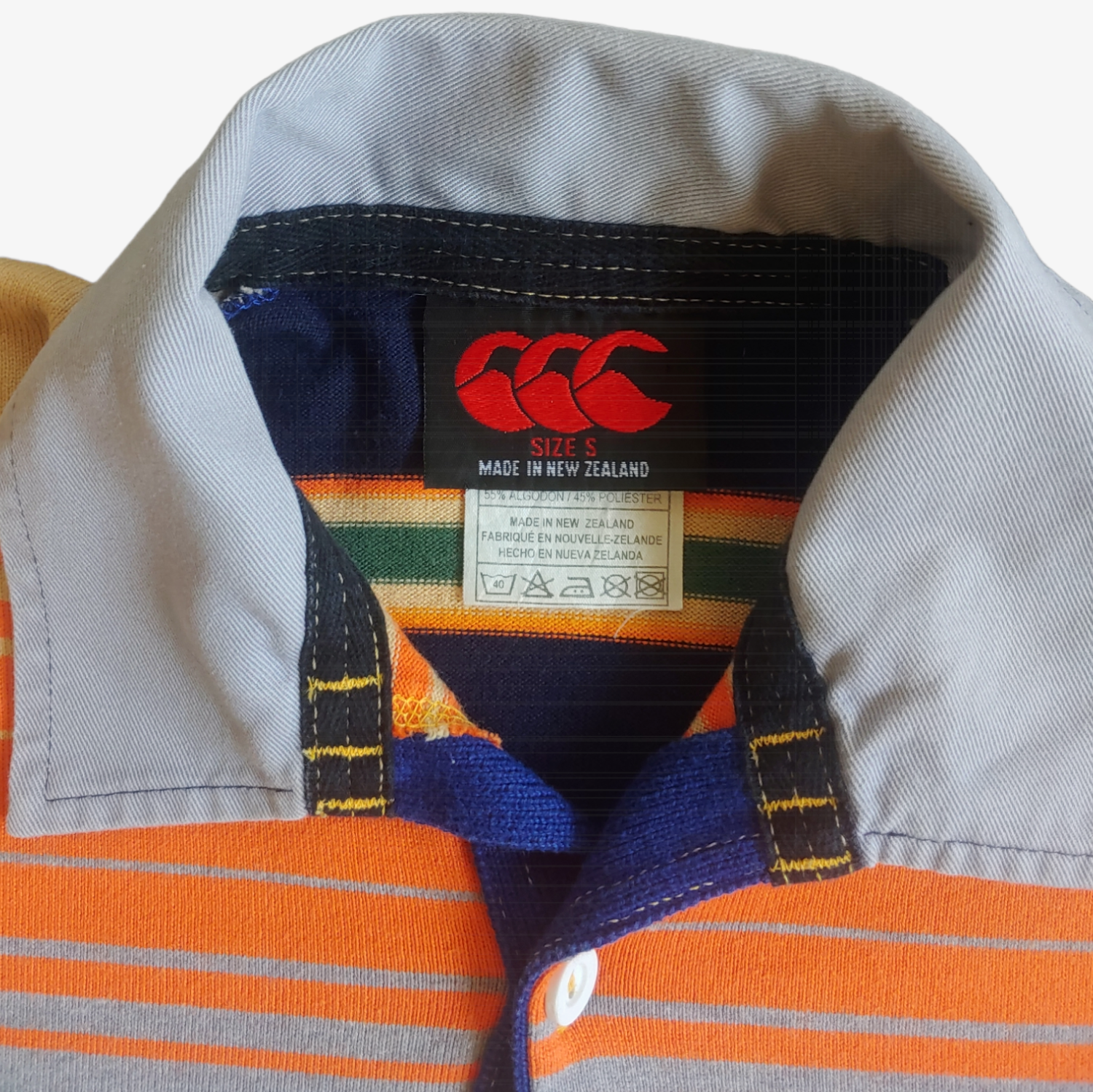 Vintage 90s Canterbury Striped Rugby Jersey Label - Casspios Dream