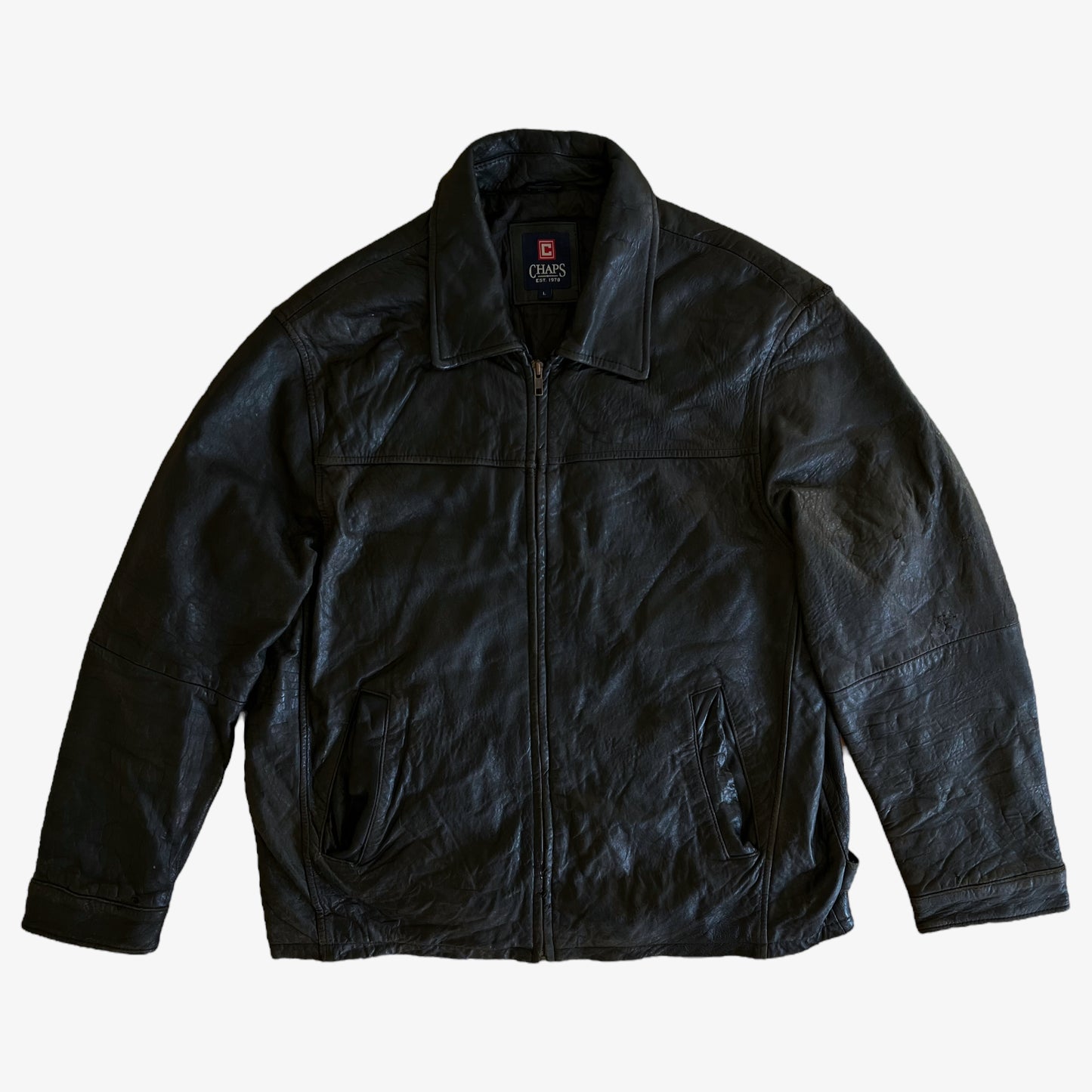 Vintage 90s Chaps Soft Black Leather Driving Jacket - Casspios Dream