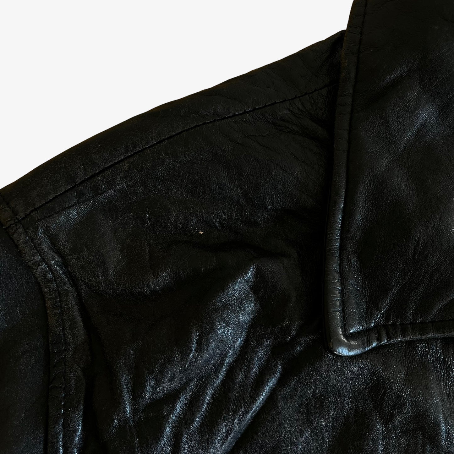 Vintage 90s Chaps Soft Black Leather Driving Jacket Collar - Casspios Dream