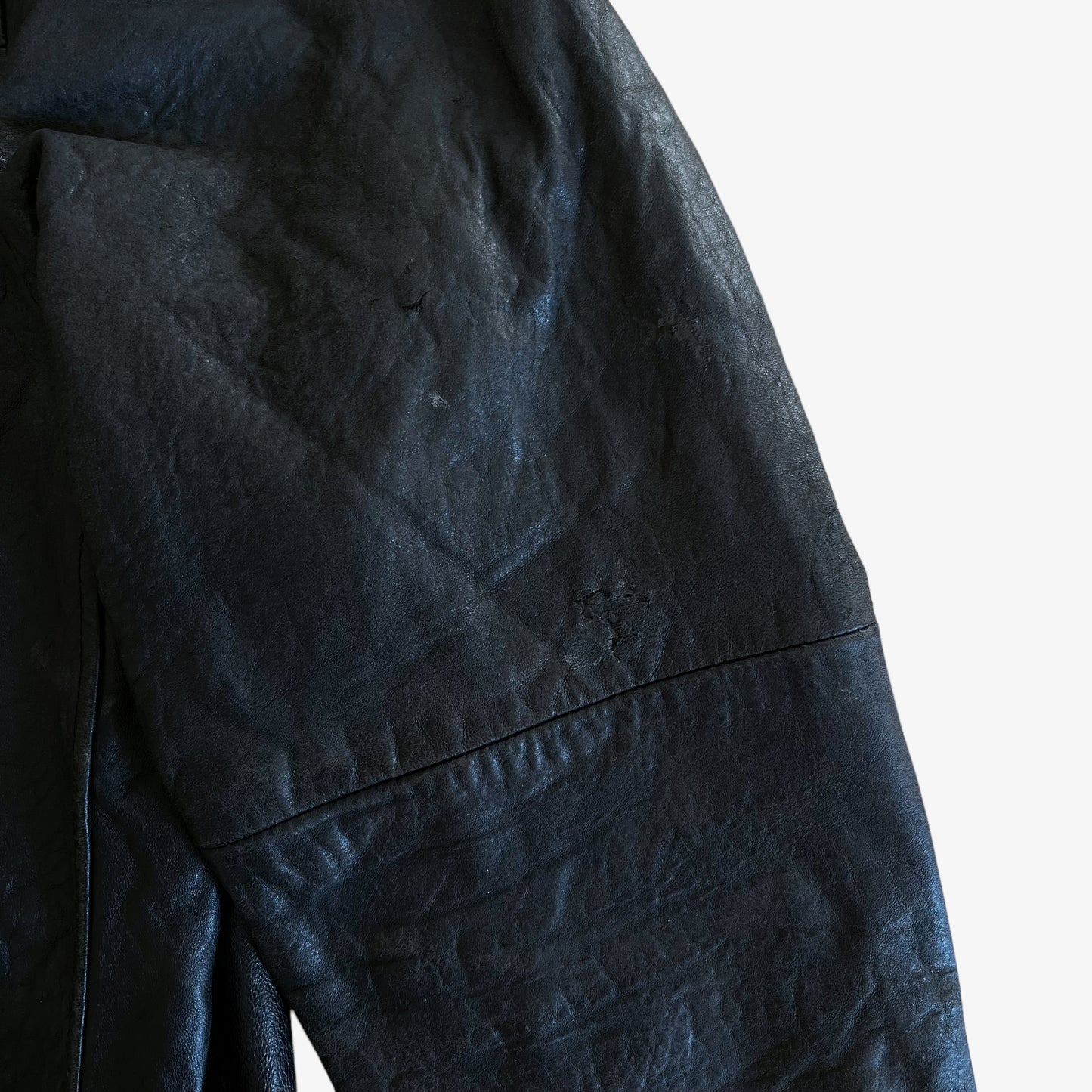 Vintage 90s Chaps Soft Black Leather Driving Jacket Elbow - Casspios Dream