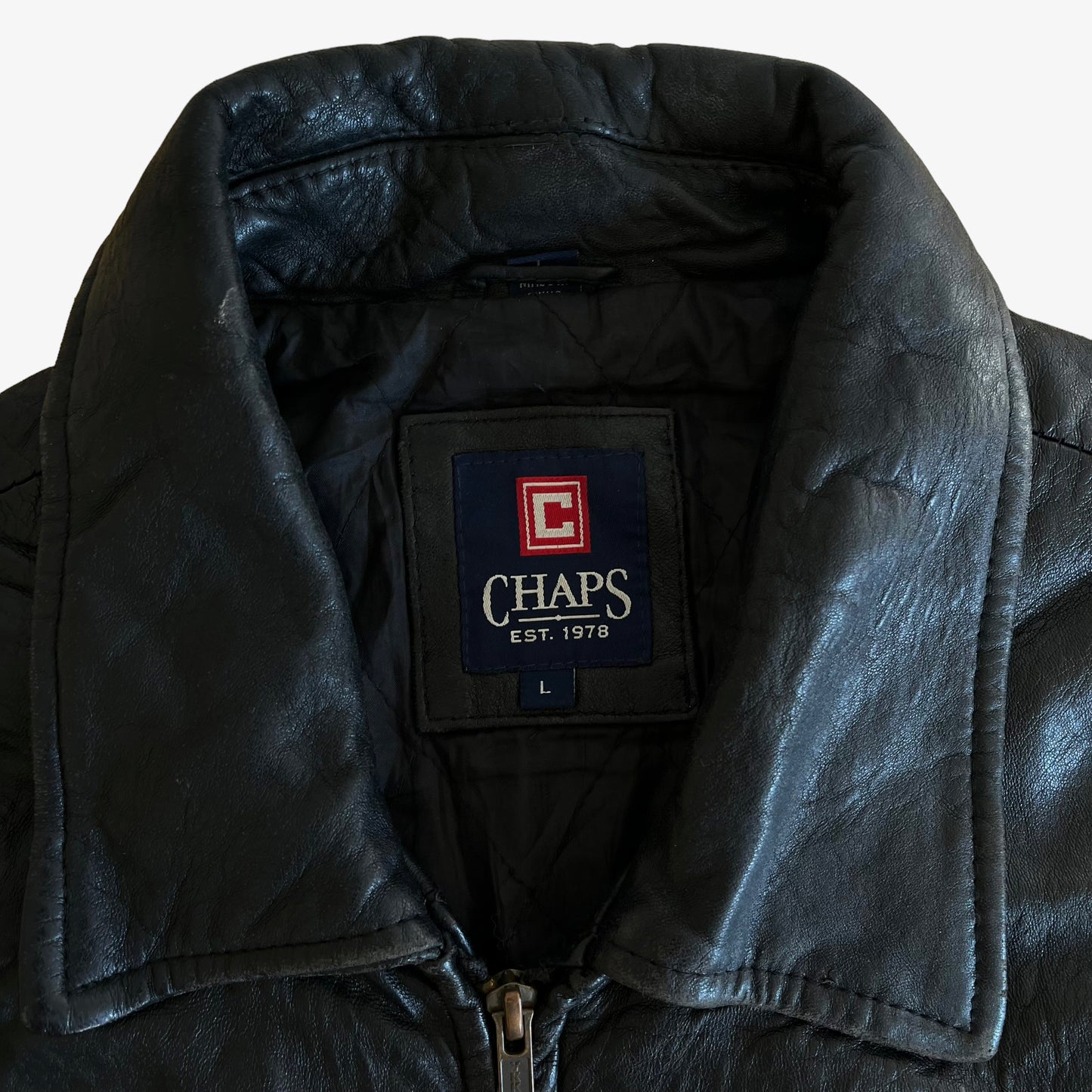 Vintage 90s Chaps Soft Black Leather Driving Jacket Label - Casspios Dream