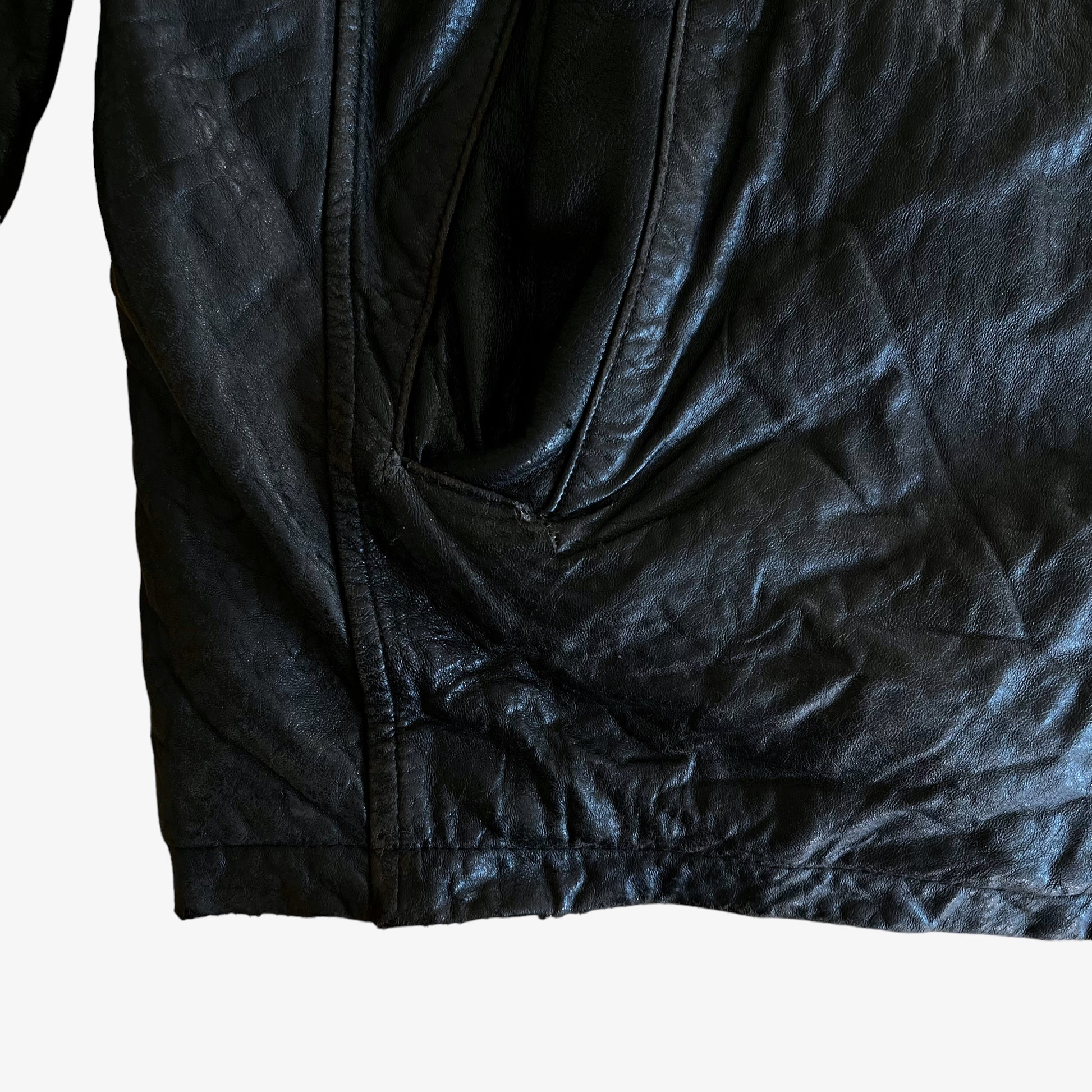 Vintage 90s Chaps Soft Black Leather Driving Jacket Pocket - Casspios Dream