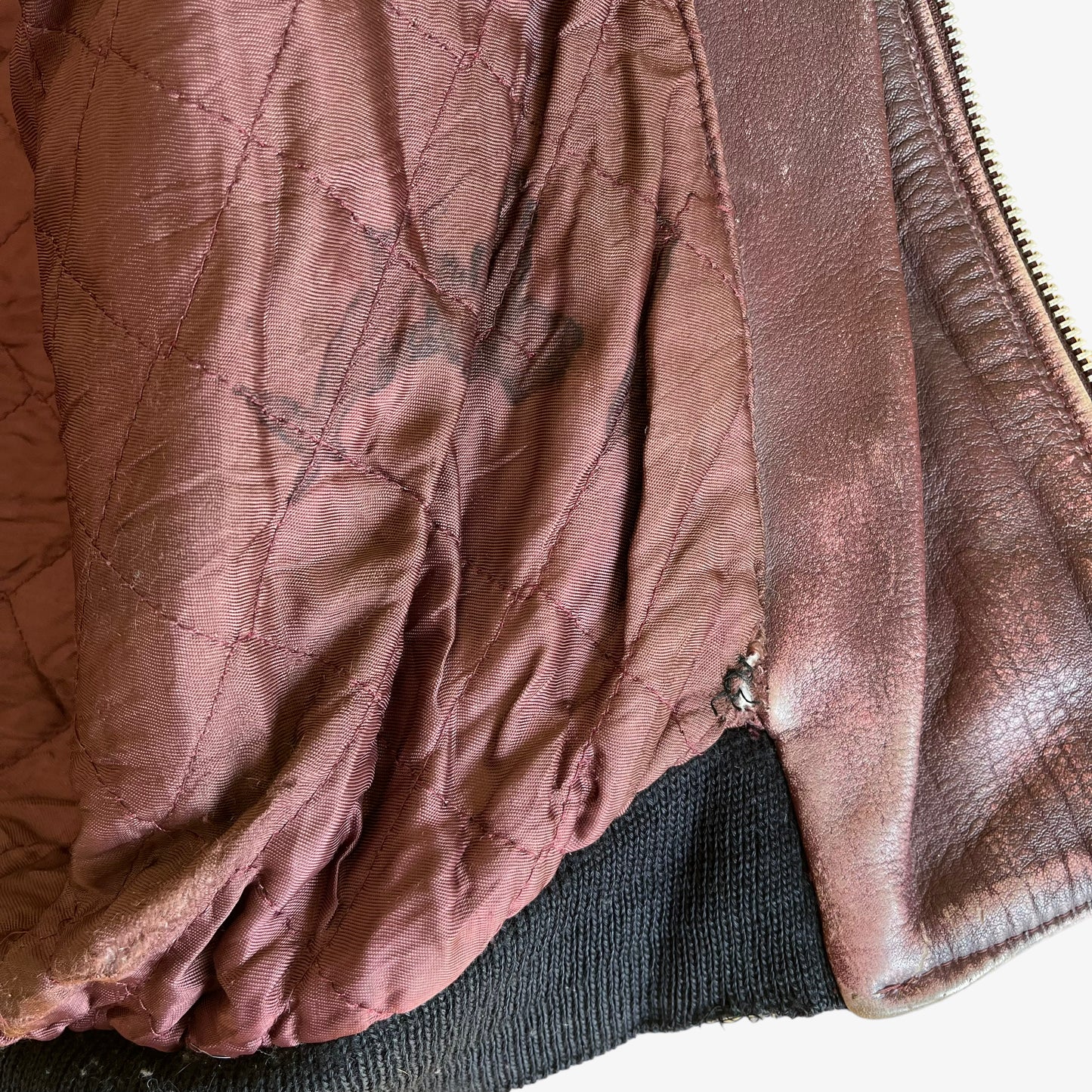 Vintage 90s Chevignon Burgundy Leather Jacket With Back Spell Out Inside - Casspios Dream
