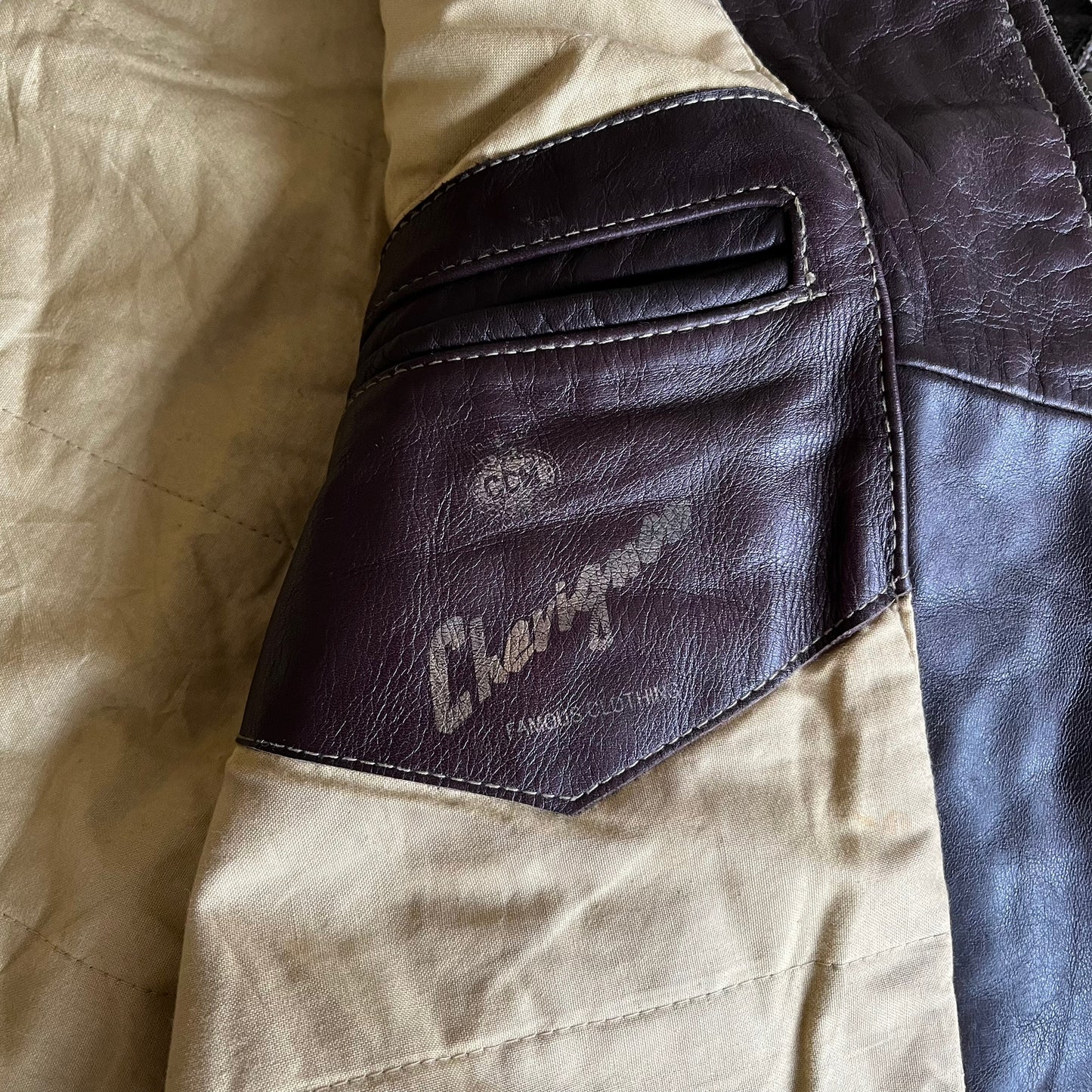 Vintage 90s Chevignon Leather Pilot Jacket With Fur Collar Inside - Casspios Dream