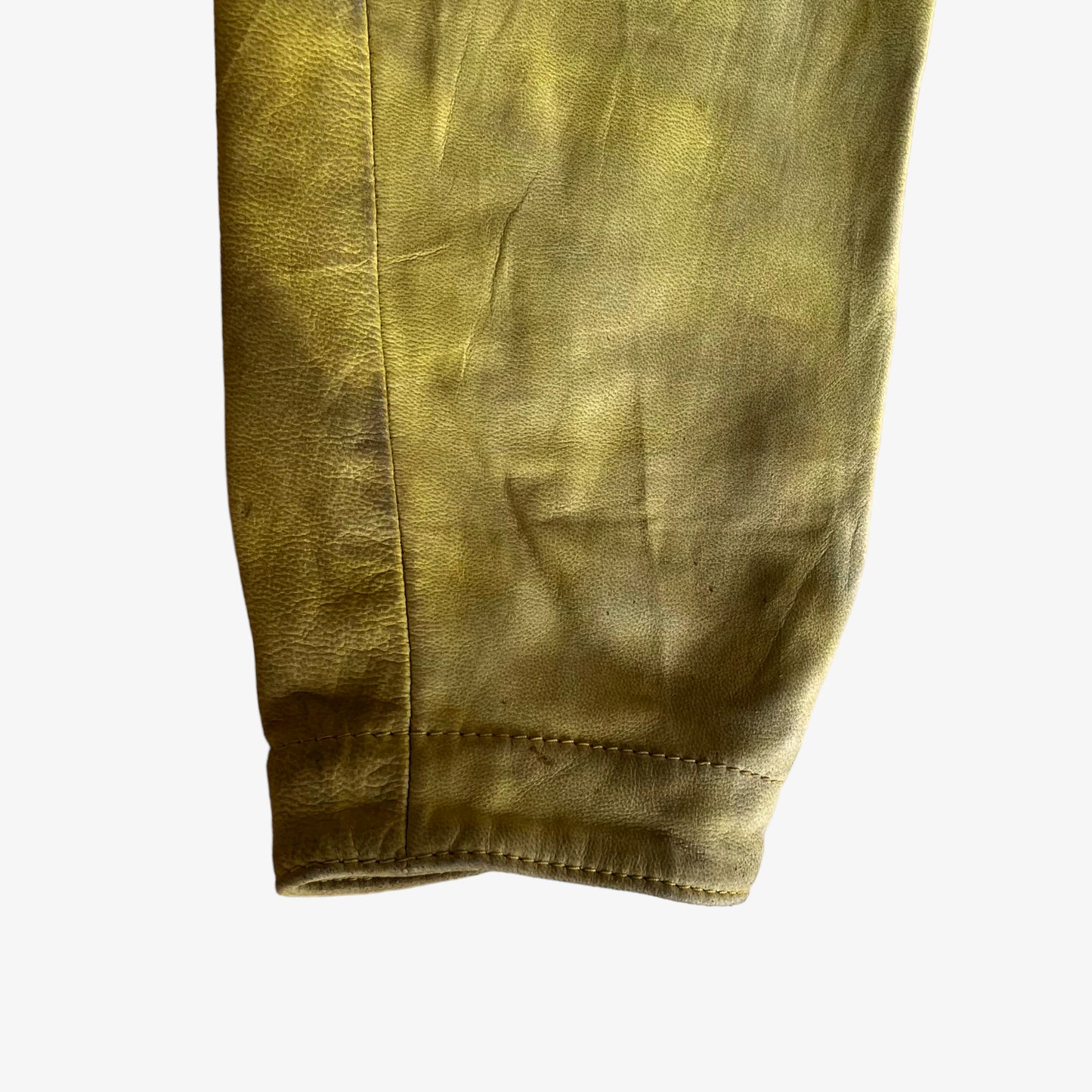 Vintage 90s Chevignon Yellow Leather Driving Jacket Cuff - Casspios Dream