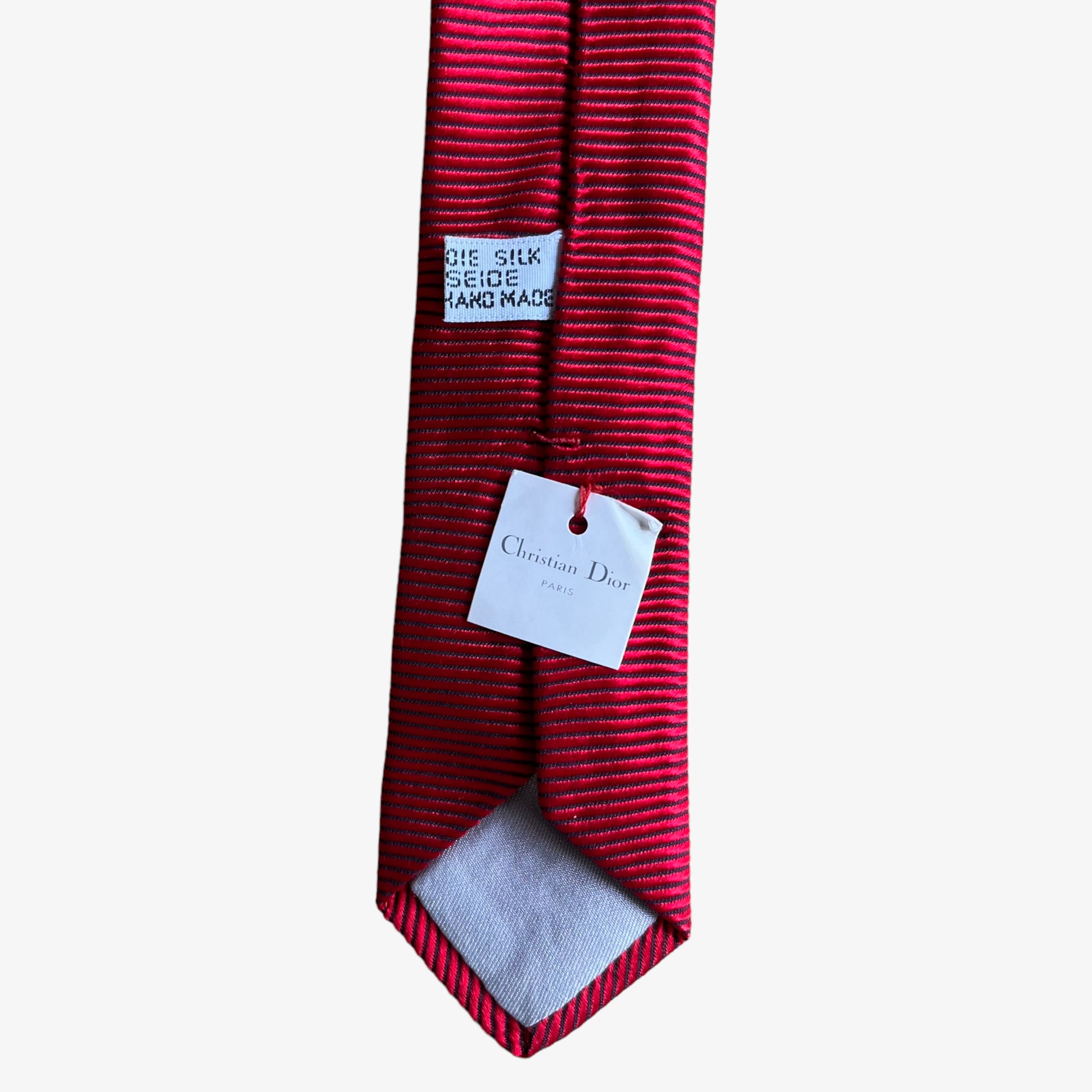 Vintage 90s Christian Dior Red Ribbed Silk Tie Brand New With Tags BNWT - Casspios Dream