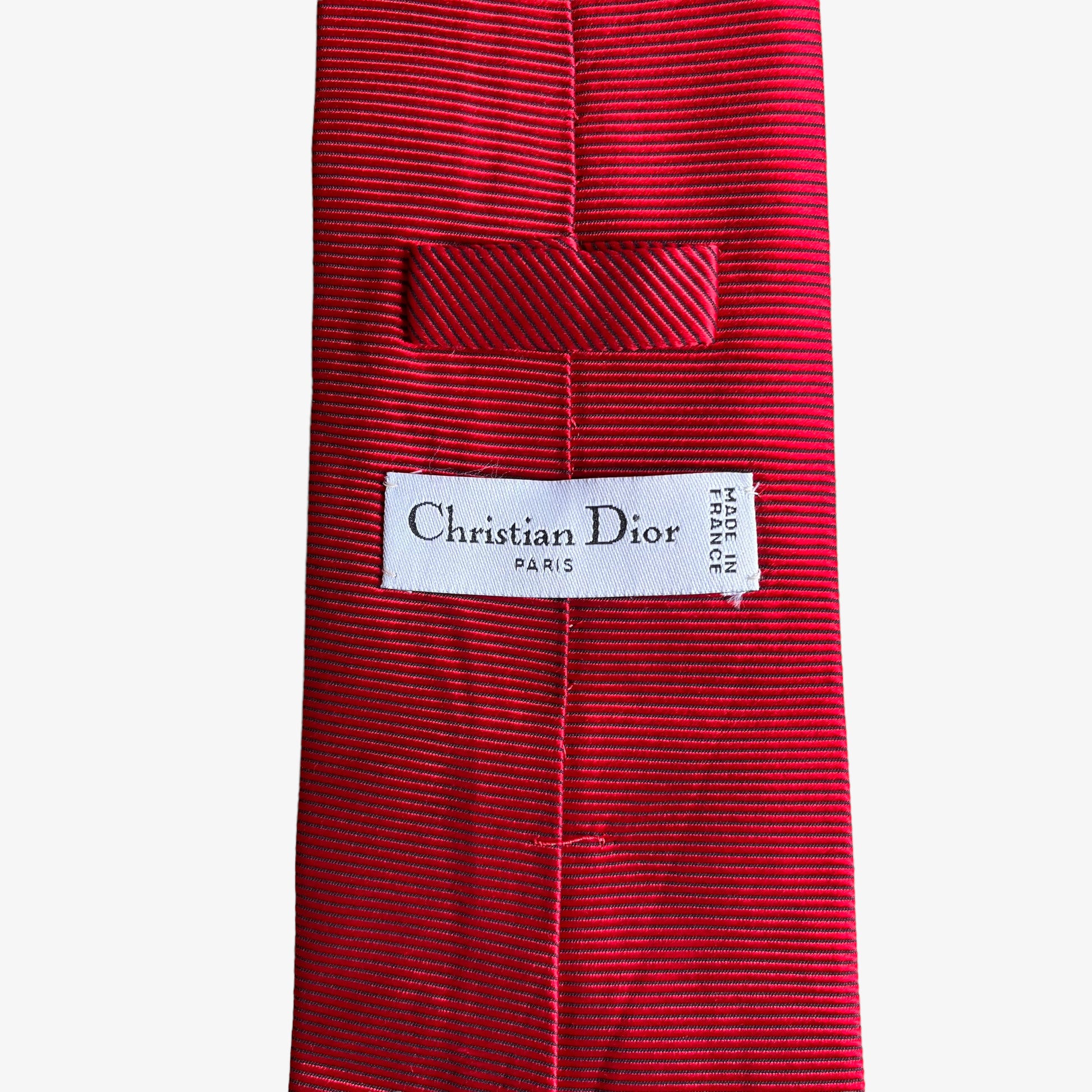 Vintage 90s Christian Dior Red Ribbed Silk Tie Brand New With Tags Label - Casspios Dream